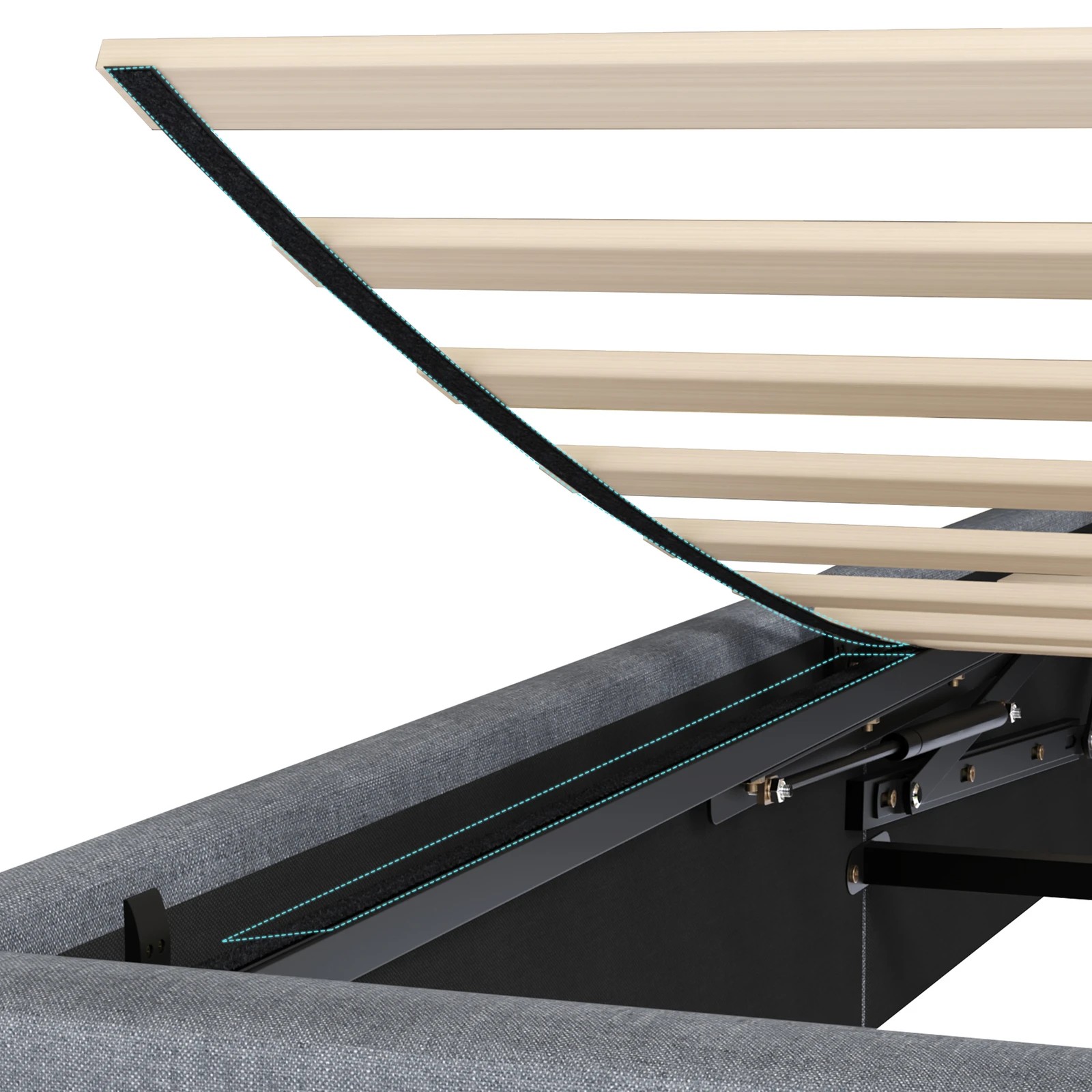 10 Alfordson Bed Frame King Single Gas Lift Storage Base Wooden Milton - Grey, 10 of 10