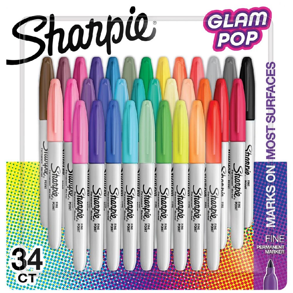 1 Sharpie Fine Permanent Markers Glam Pop 34 Pack, 1 of 7