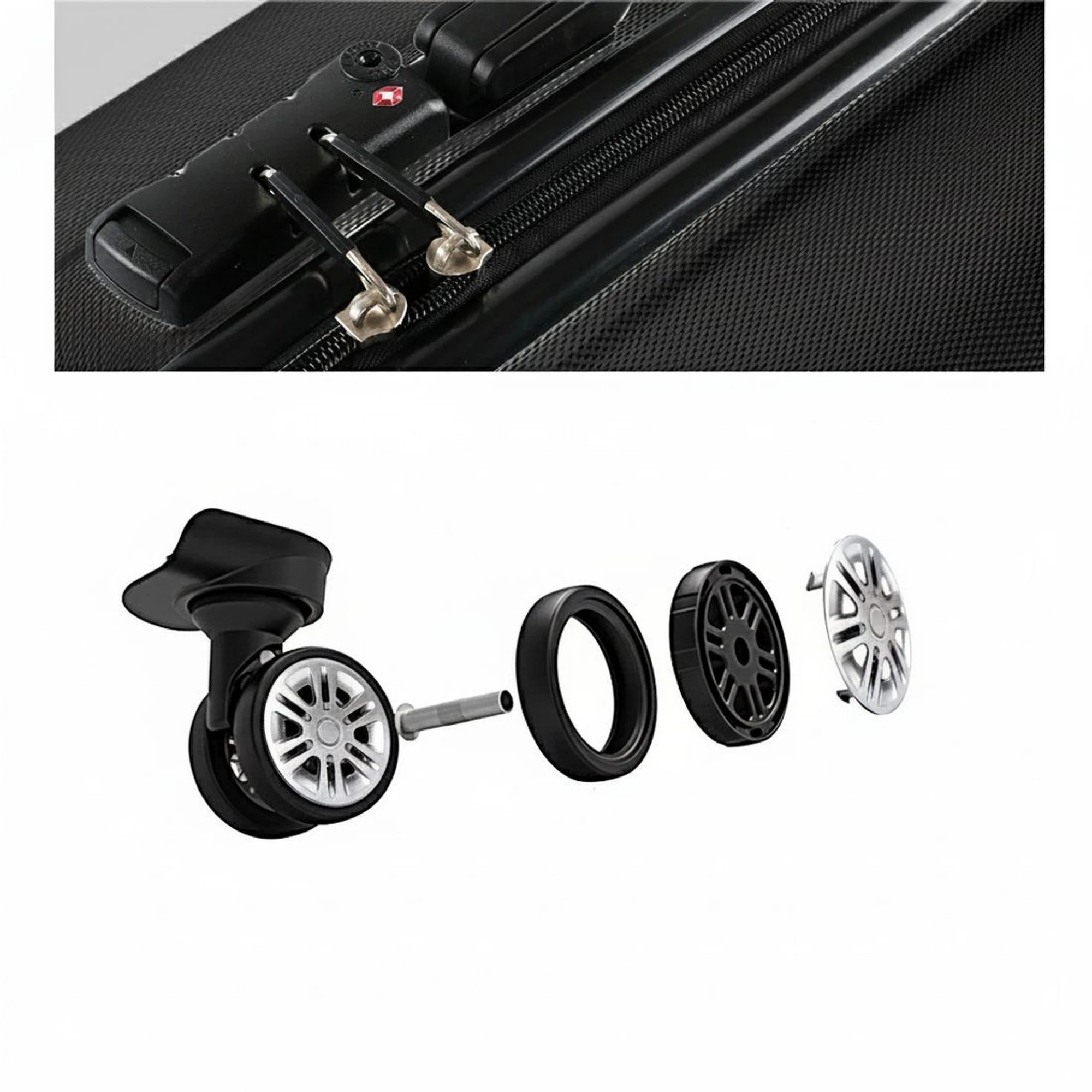 4 Wanderlite 28" 75cm Luggage Trolley Travel Set Suitcase Carry On Hard Case TSA Lock - Black, 4 of 8