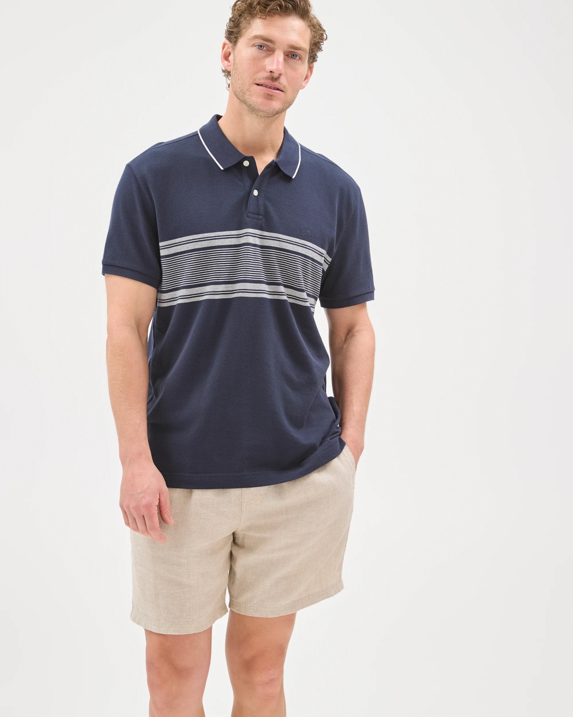 1 Target Man Australian Cotton Panelled Polo Top NAVY, 1 of 7