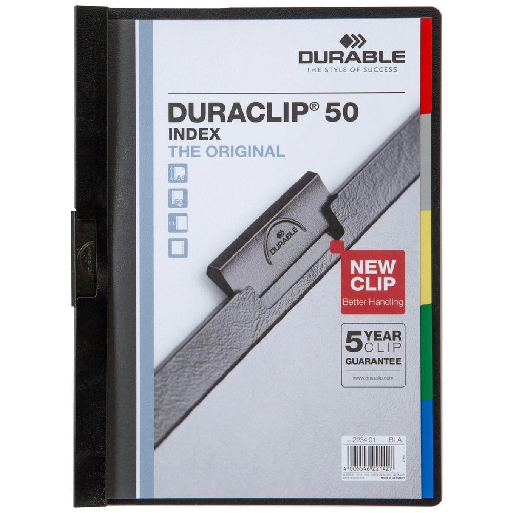 1 Durable A4 Duraclip 50 Index File Black, 1 of 2