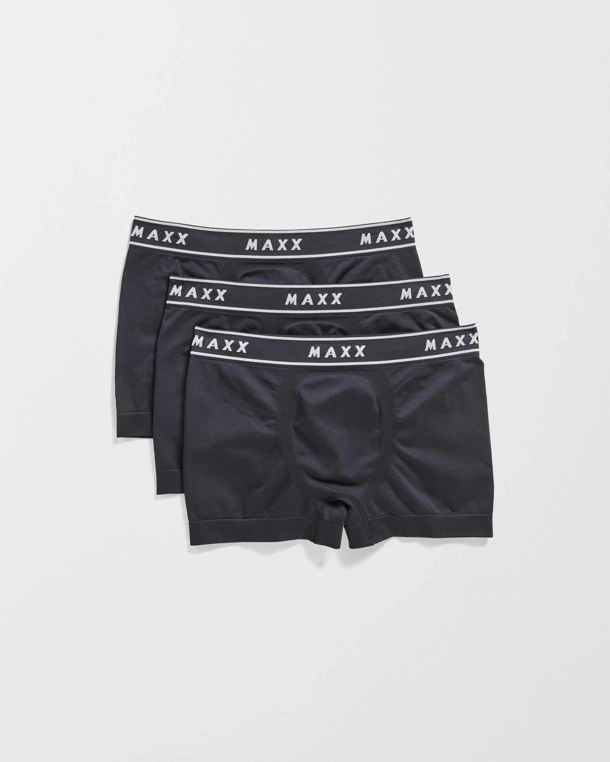 1 Maxx 3 Pack Mens Seamfree Trunks BLACK, 1 of 4