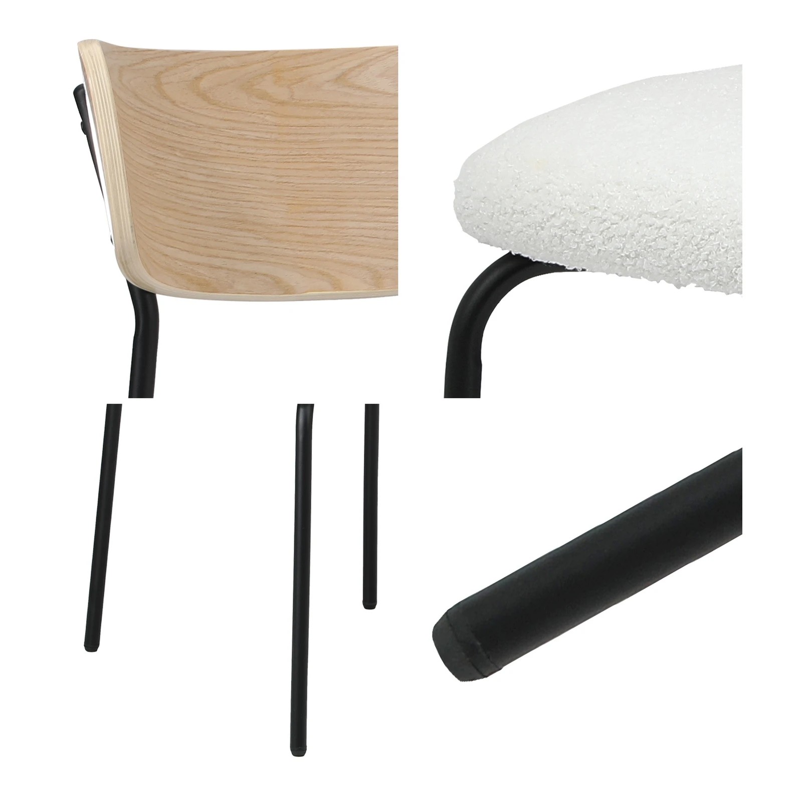 5 Oikiture 4PCS Dining Chairs Kitchen Chair Padded Lounge Seat Sherpa White - White, 5 of 10