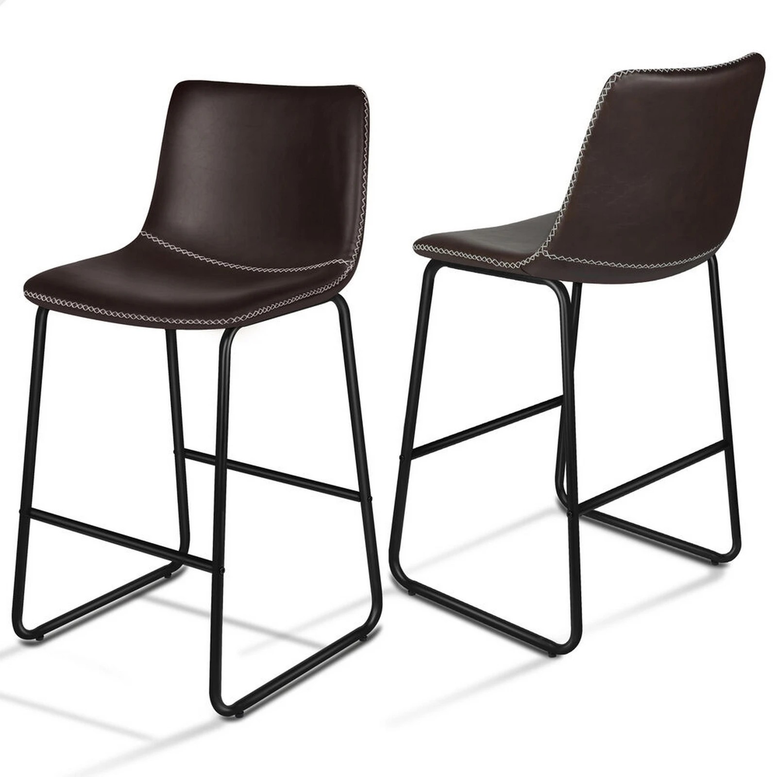 1 Alfordson 2x Bar Stools 66cm Kitchen Counter Metal Vintage Dining Chairs - Coffee, 1 of 8