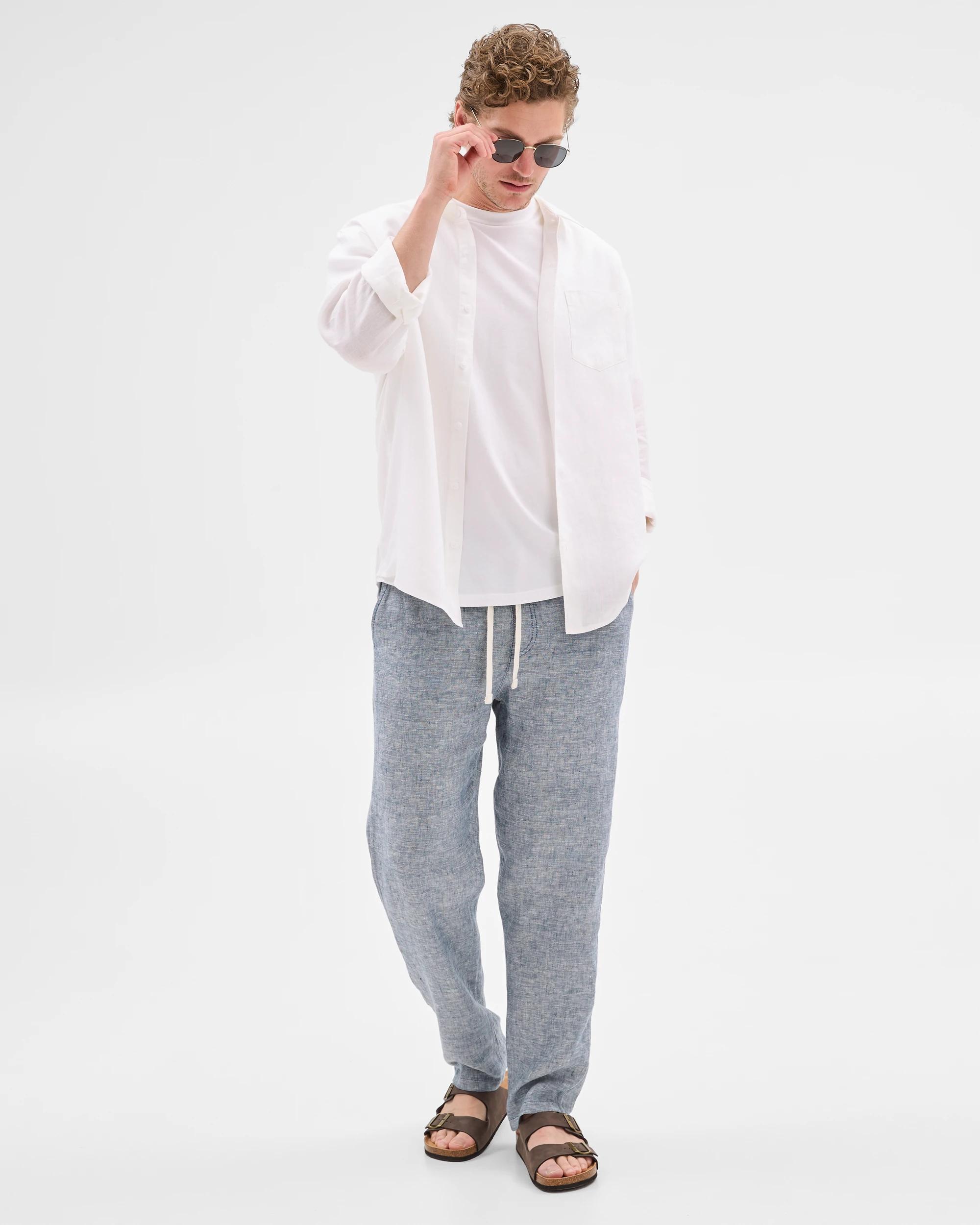 1 Target European Linen Pants MID BLUE, 1 of 5