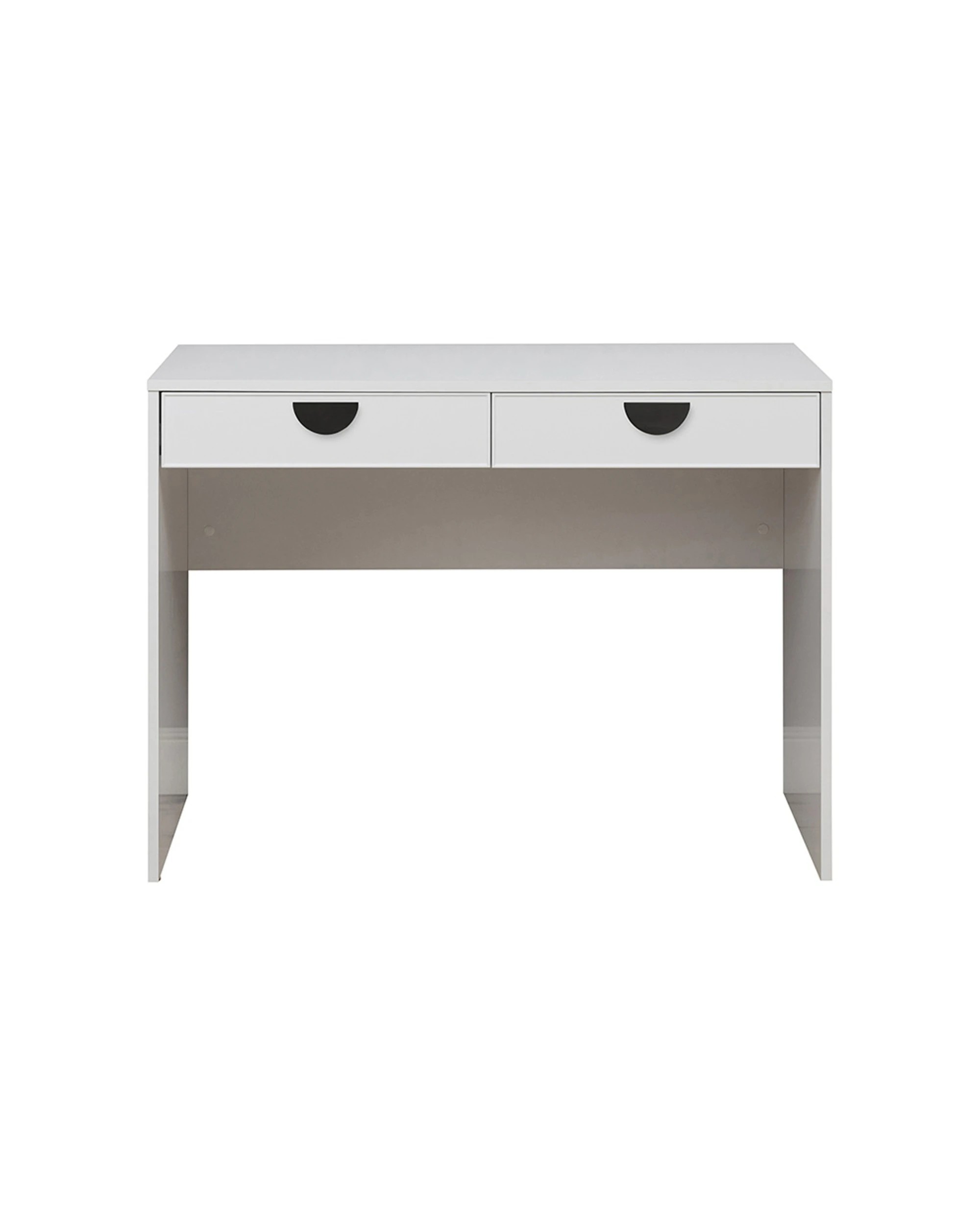 1 European Cabinetry Odessa Slim Front Furniture Desk Half Moon Handle - White, 1 of 2