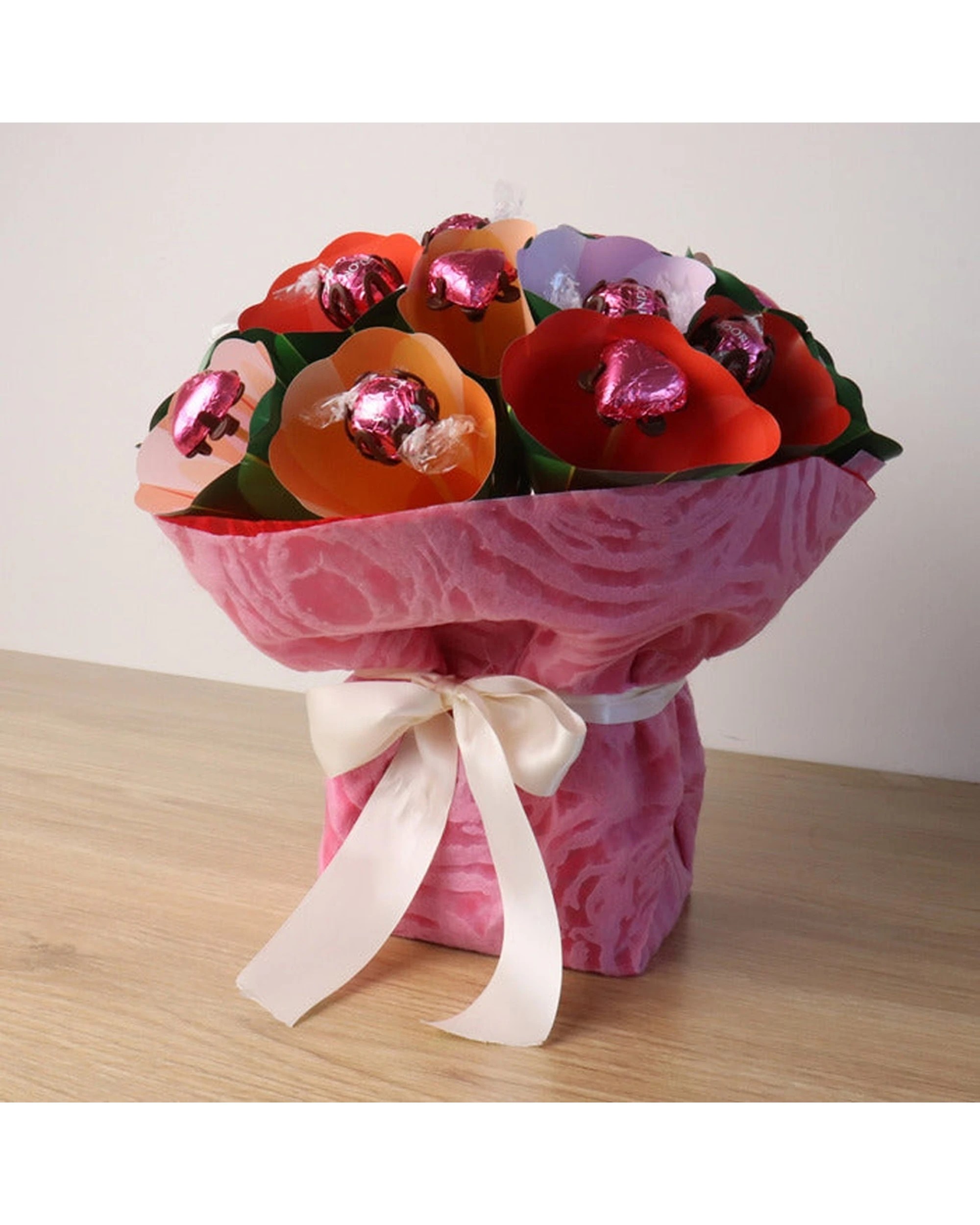 3 Edible Blooms Lindt Bouquet Milk And Raspberry Chocolates Small - Pink, 3 of 4
