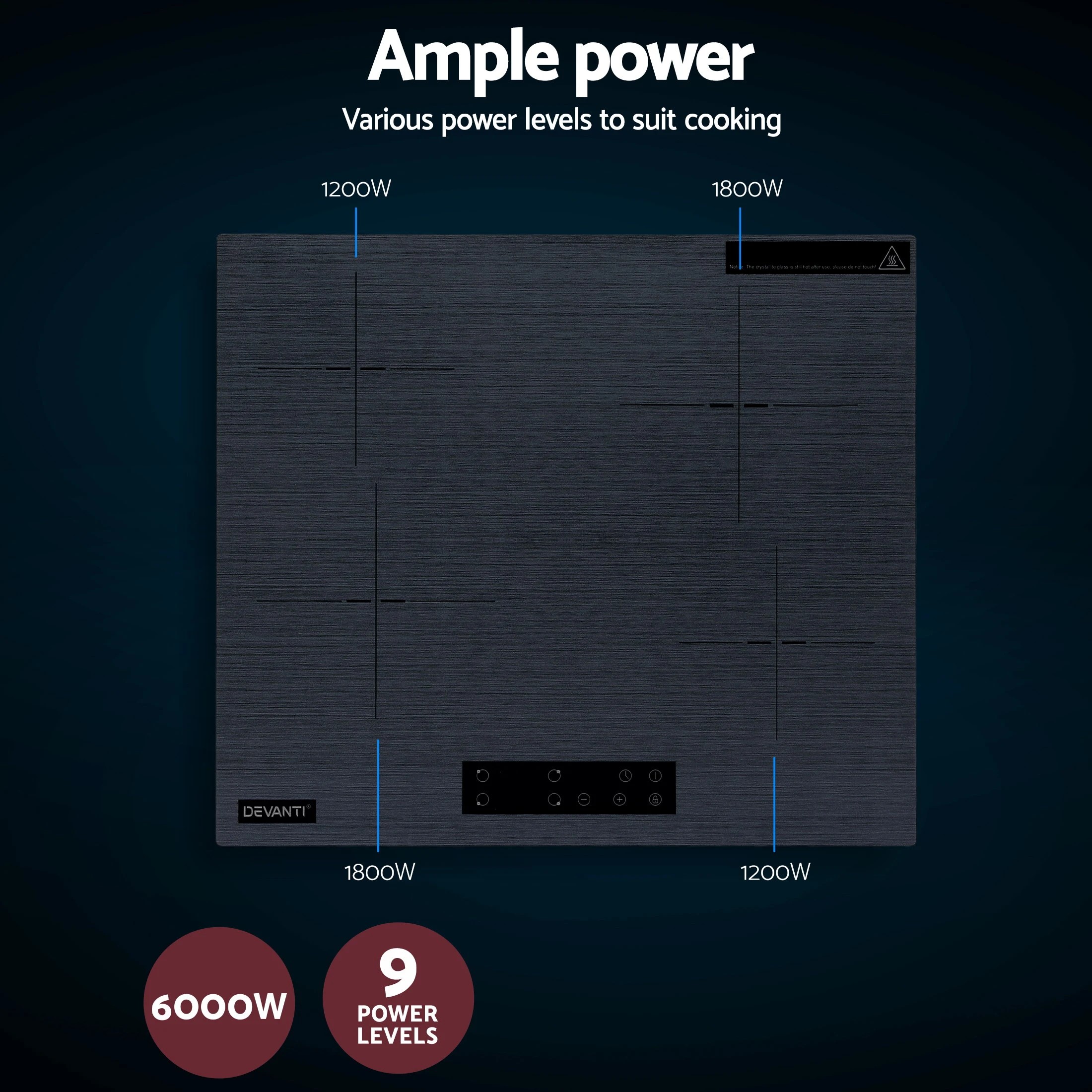 5 Devanti Electric Ceramic Cooktop 60cm Touch Control - Grey, 5 of 10
