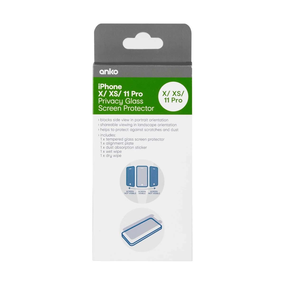 1 iPhone X/ XS Privacy Hardened Glass Screen Protector, 1 of 4