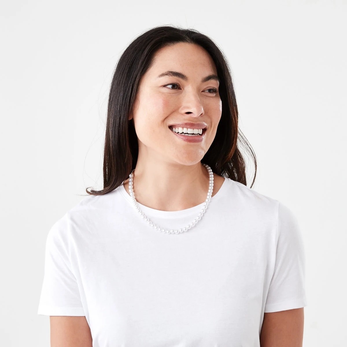 3 Short 8mm Faux Pearl Necklace - White, 3 of 4