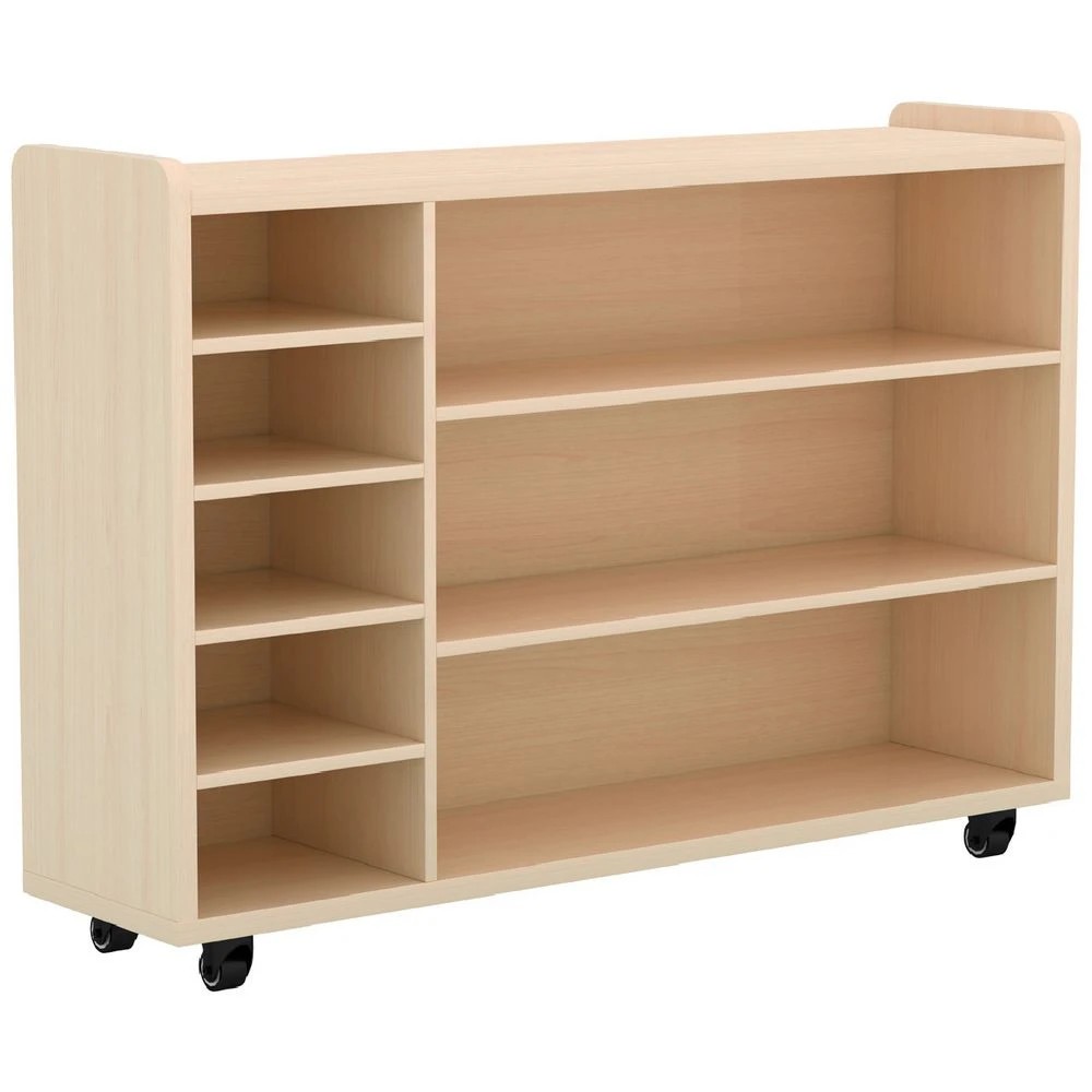 1 Young Kids Educational 8 Shelf Mobile Storage Unit Oak Kids Storage & Furniture, 1 of 4