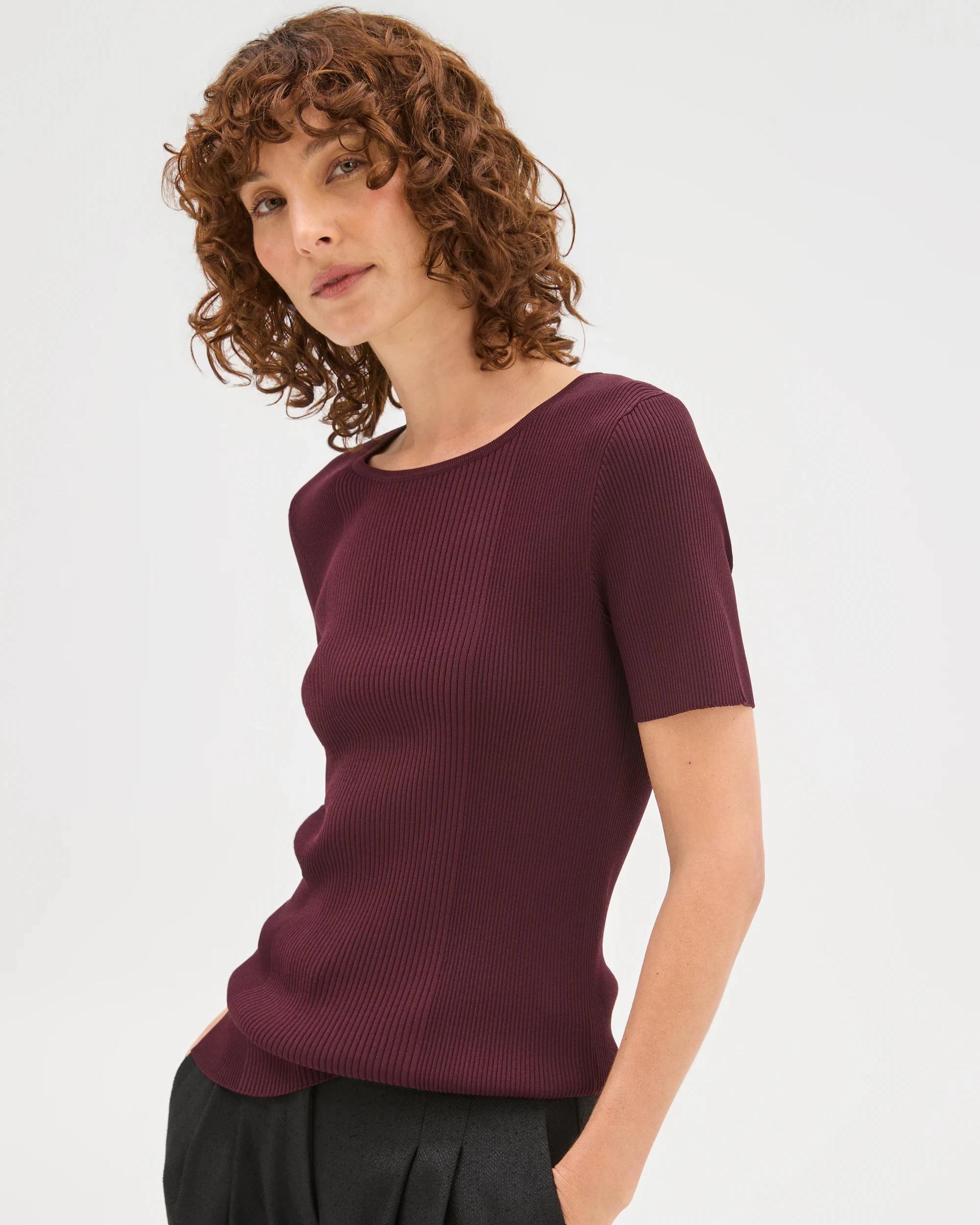 1 Preview Ultimate Rib Knit T-Shirt PINOT, 1 of 6