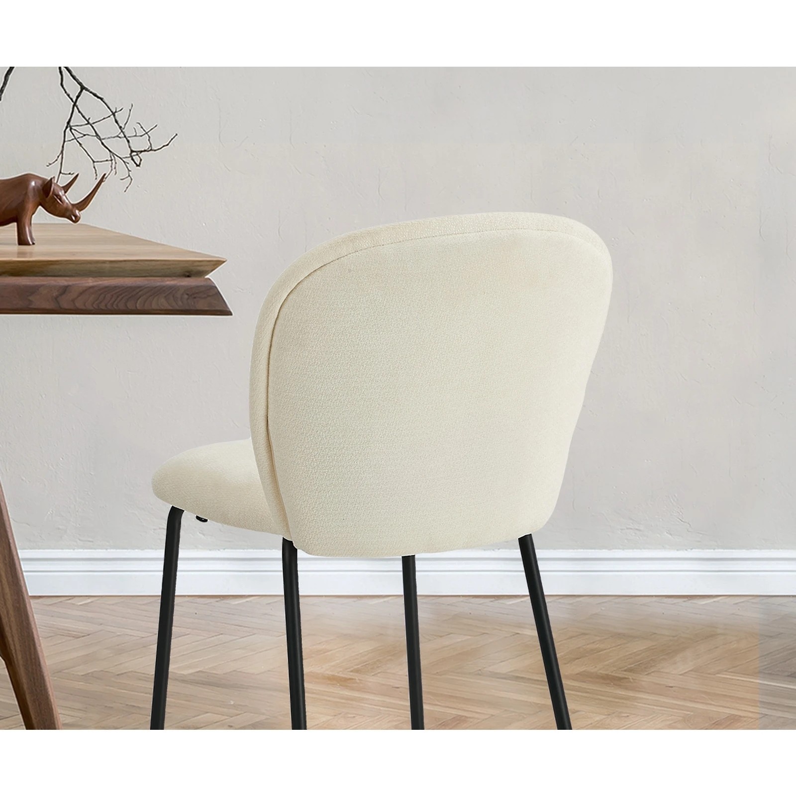 5 Oikiture 4x Dining Chairs Kitchen Accent Chairs Chenille Pad Metal Legs - Beige, 5 of 9
