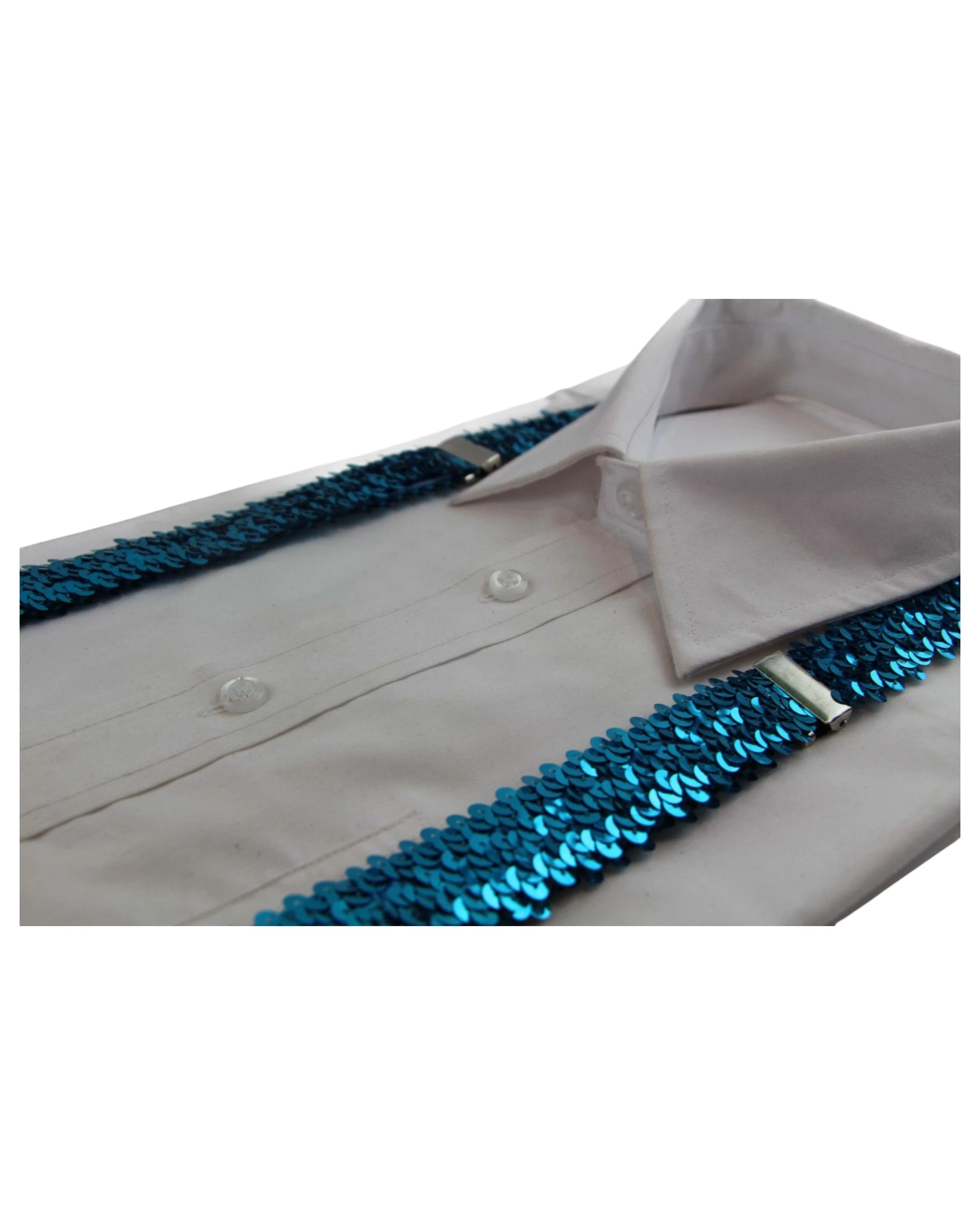 2 Zasel Unisex Adjustable 100cm Sequin Light Blue Suspenders - Blue, 2 of 3