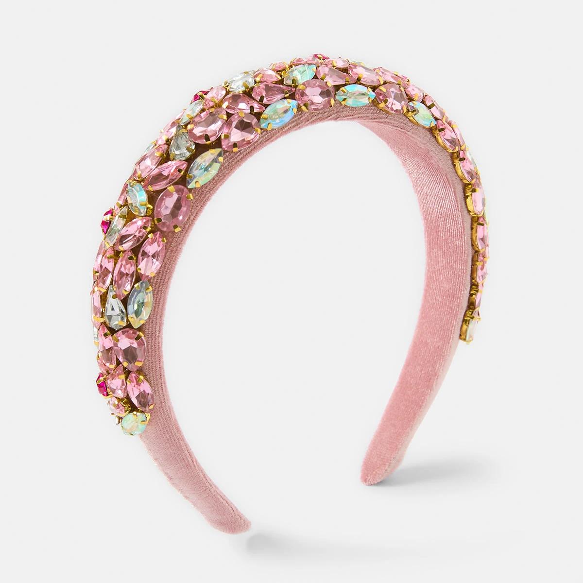 1 Statement Diamante Headband Pink, 1 of 5