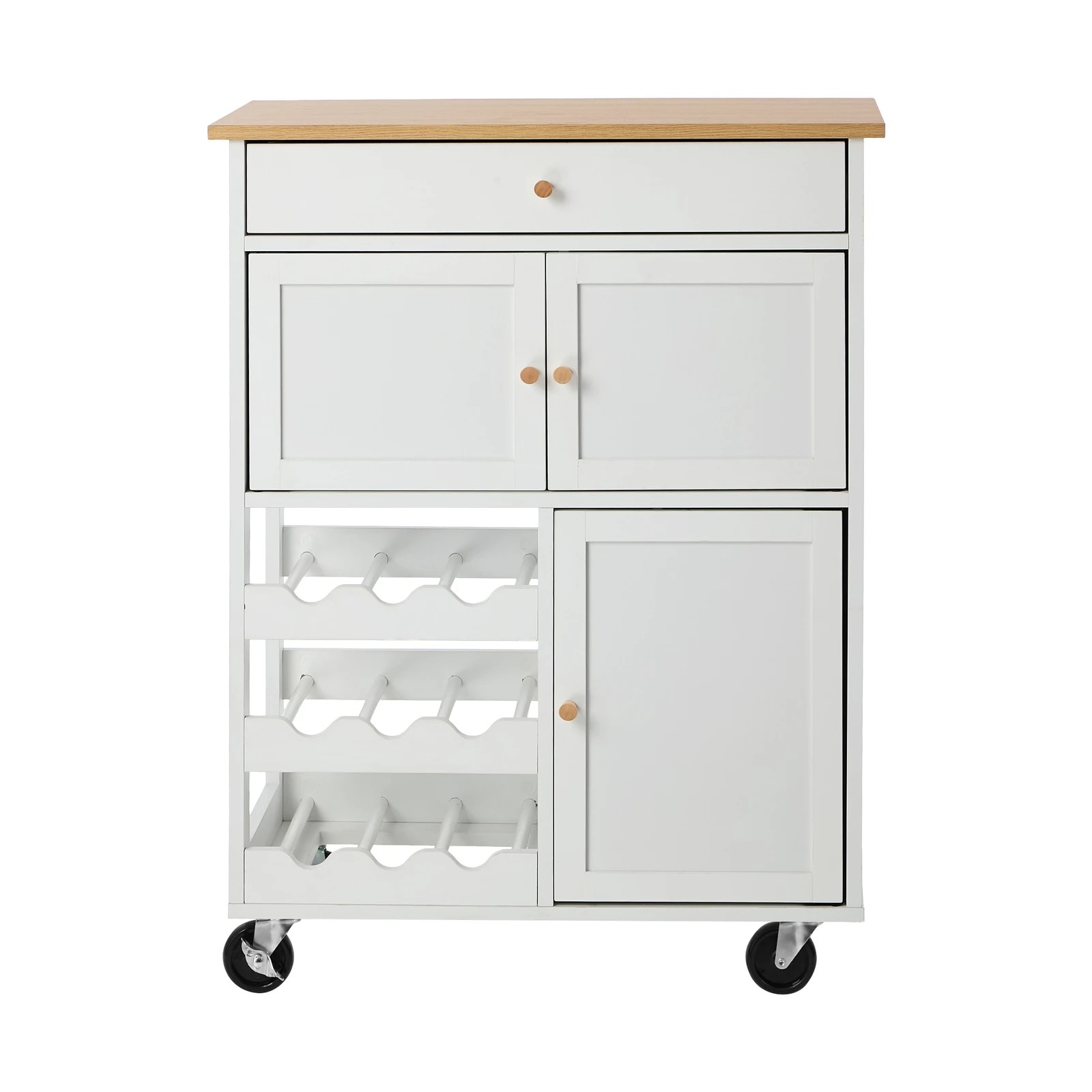 8 Oikiture Kitchen Island Trolley With Wine Rack - White, 8 of 10