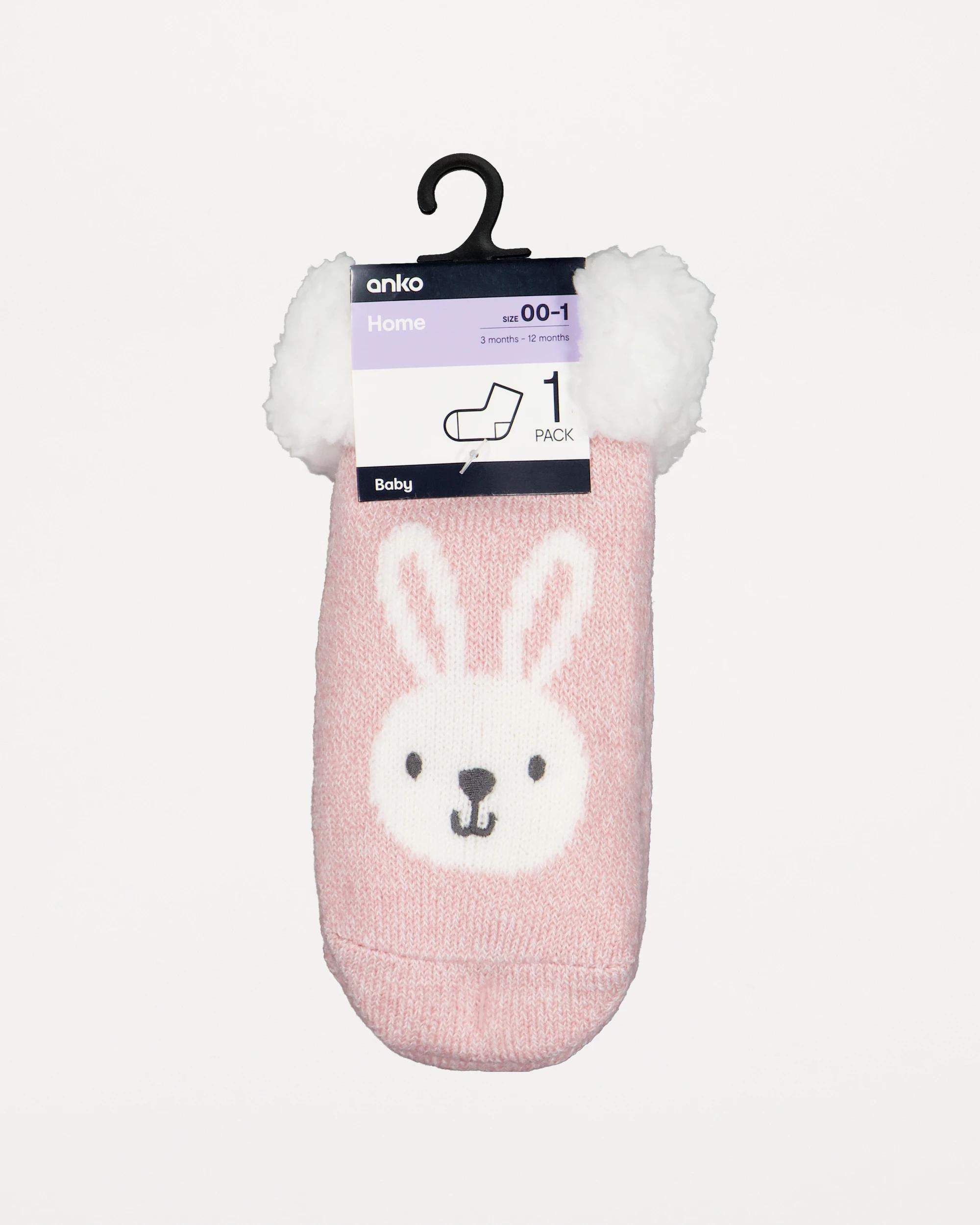 3 Home Socks Pnk Bunny, 3 of 3