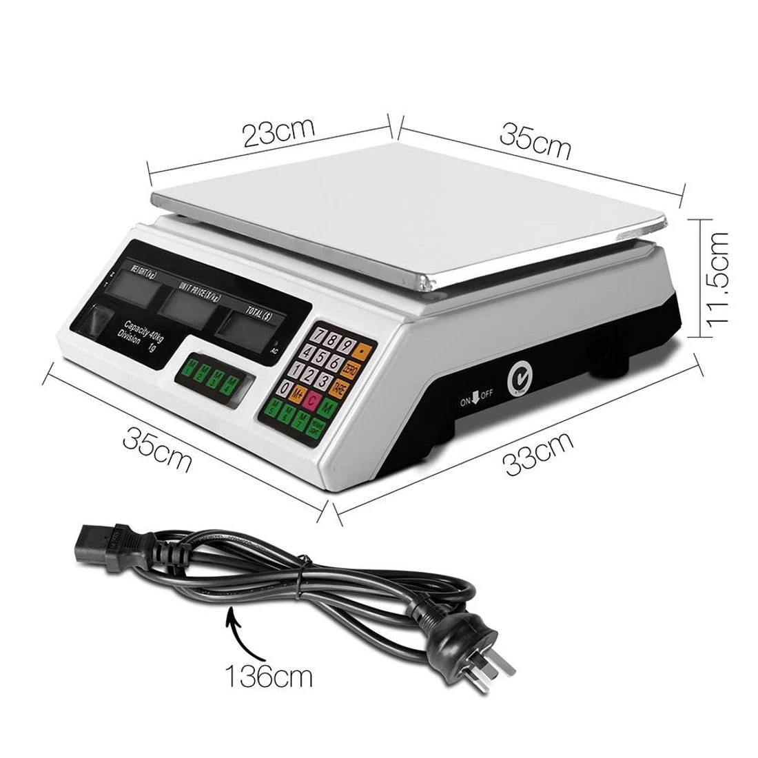 2 Emajin Scales Digital Kitchen 40KG Weighing Scales Platform Scales LCD - White, 2 of 6