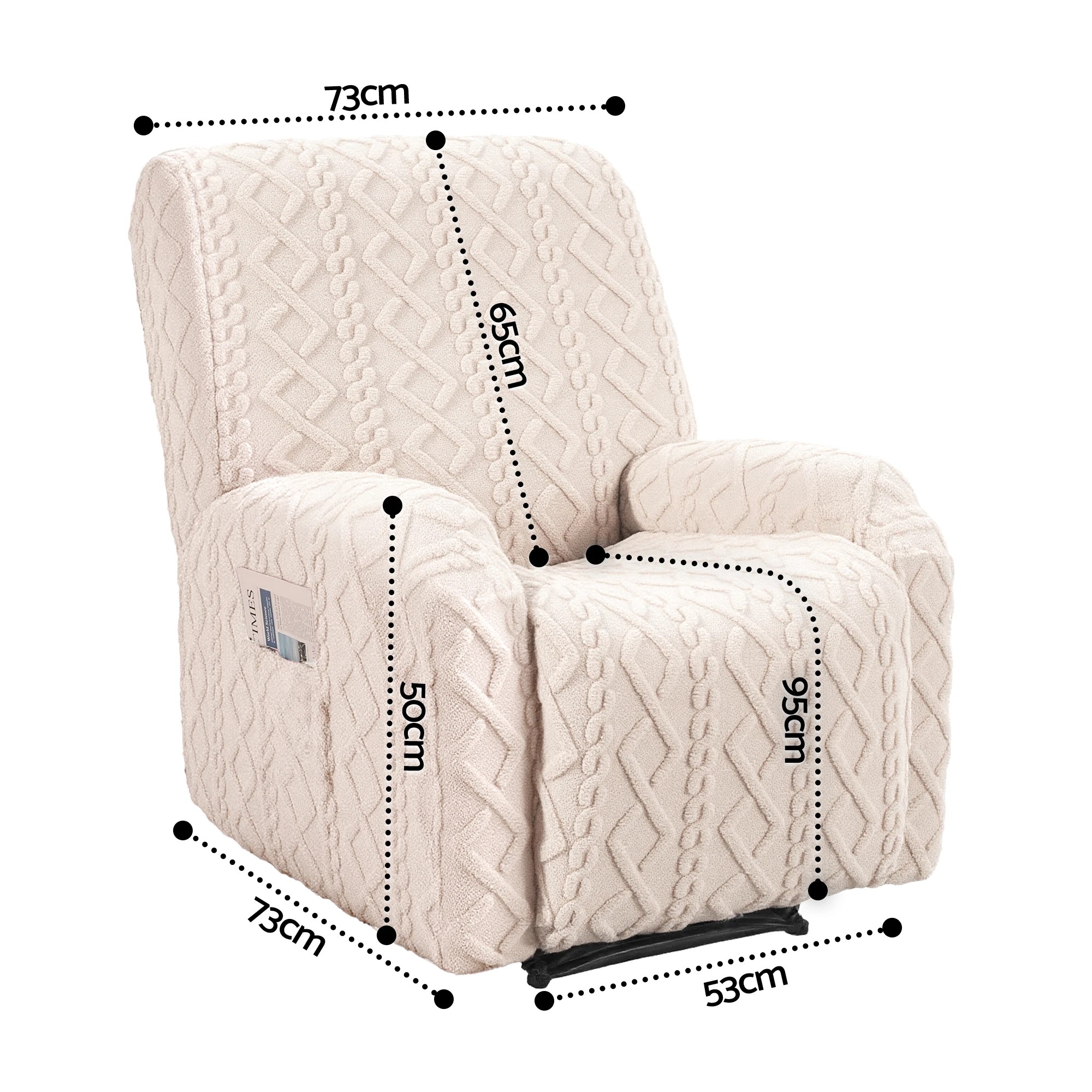 2 Artiss Recliner Chair Covers with Storage Side Pockets - Beige, 2 of 4