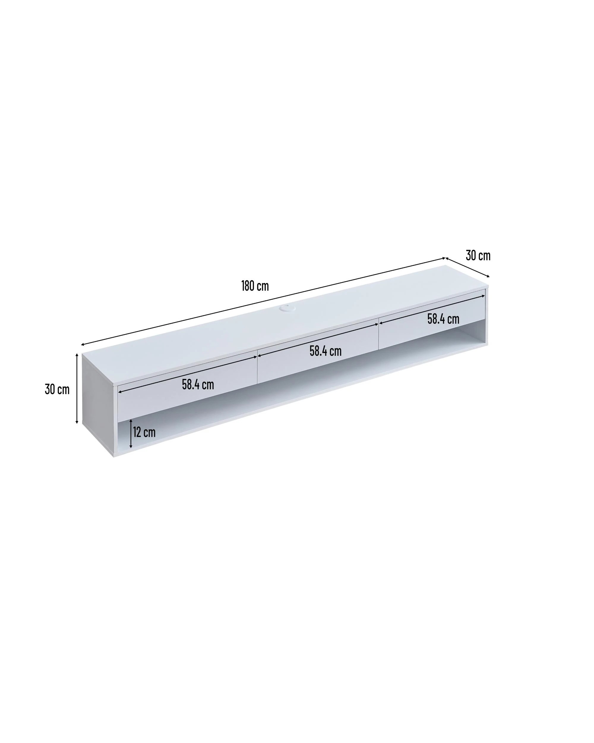 7 Kodu Wall Mount Entertainment TV Unit Floating 3 Drawers 180cm - White, 7 of 7