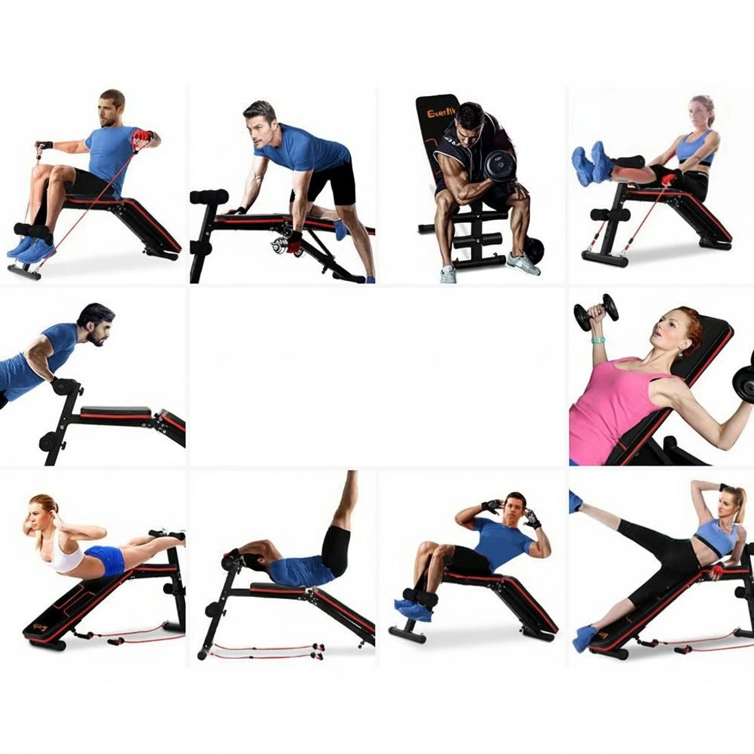 5 Everfit Weight Bench Adjustable FID Bench Press Home Gym 150kg Capacity - Black, 5 of 6