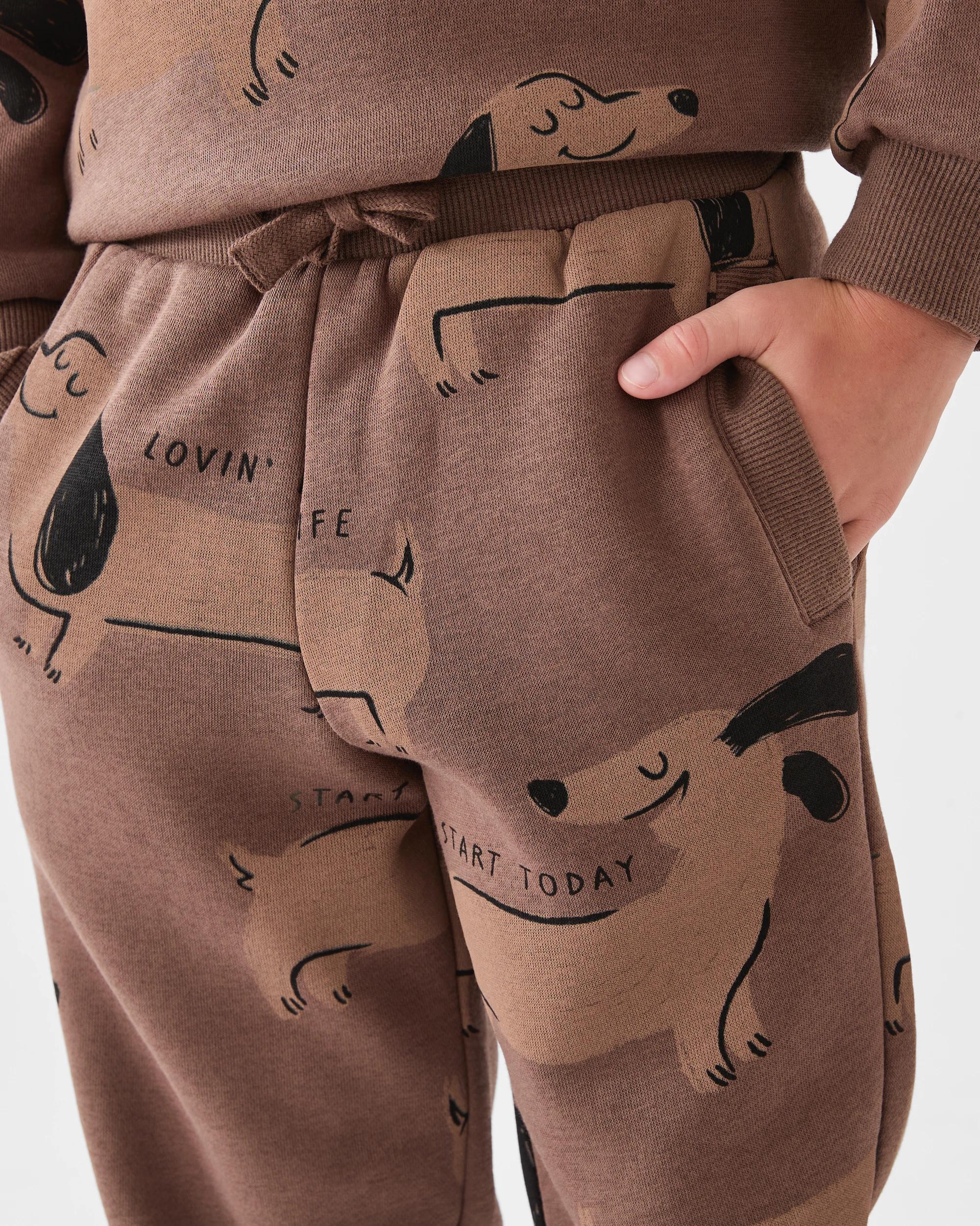 3 All Over Print Trackpants Brn Dog, 3 of 5