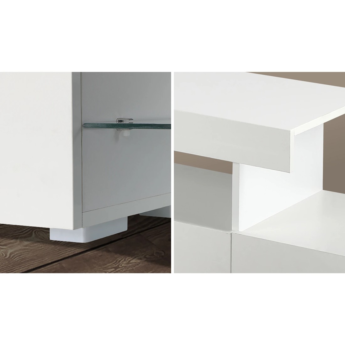 7 Oikiture Tv Cabinet Entertainment Unit Stand Rgb Led Gloss 220cm
 - White, 7 of 10