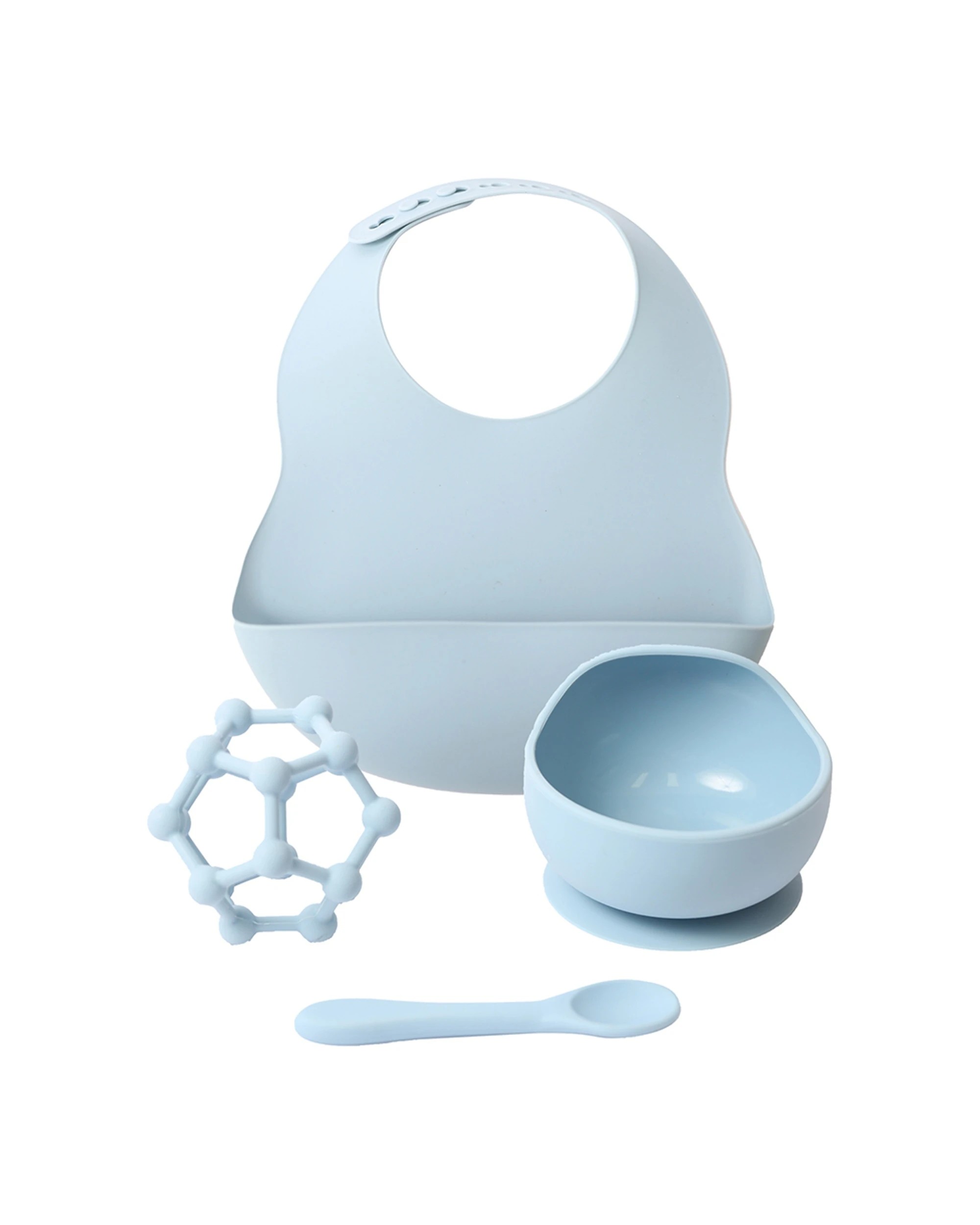 1 Splosh Baby Silicone Dinner Set Gift Boxed With Bib Bowl Spoon Teether - Blue, 1 of 3
