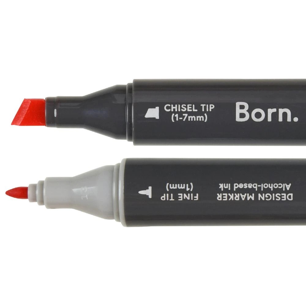 2 Born Professional Dual-Tip Artist Marker Vermillion R687, 2 of 4