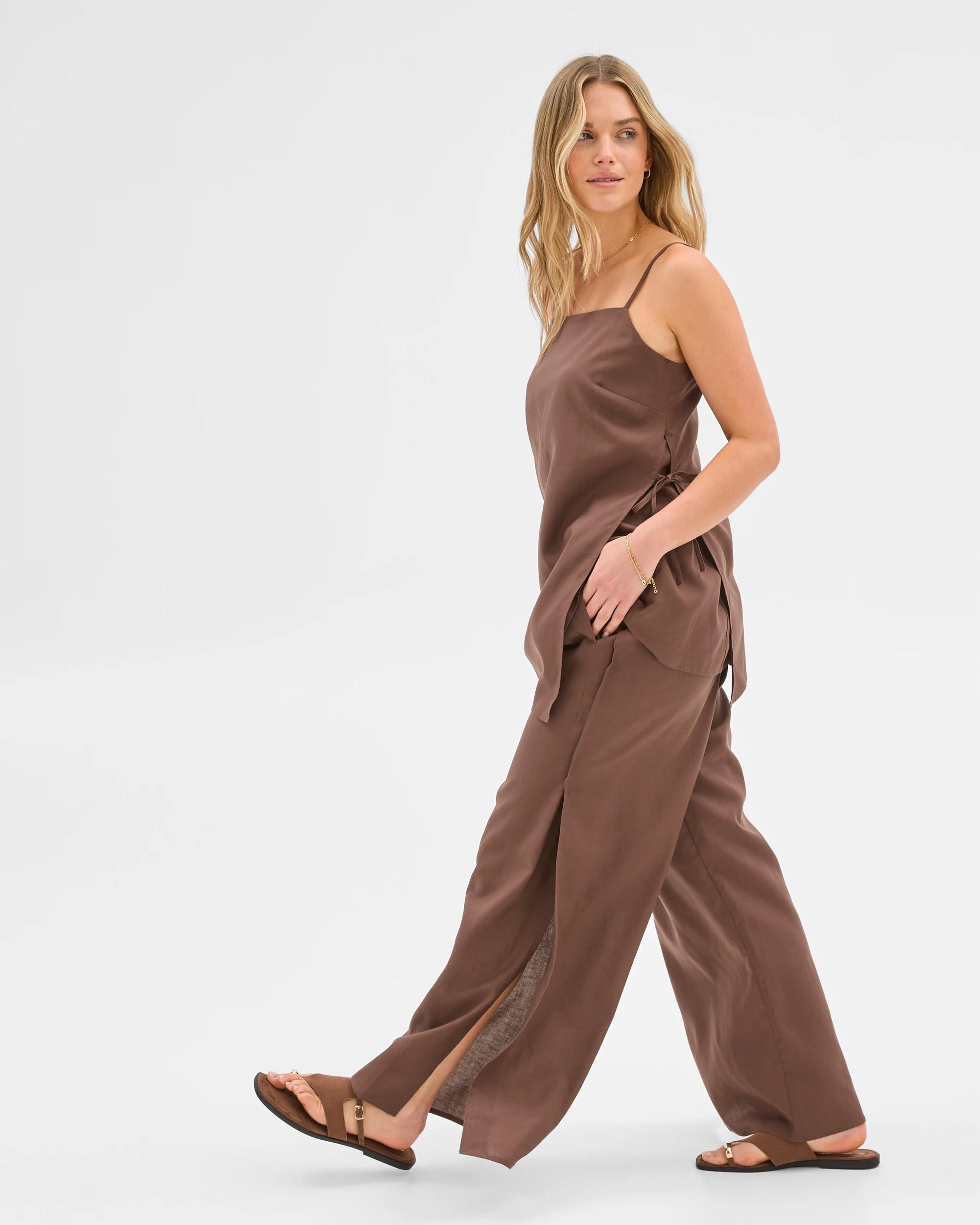 4 Lily Loves Wide Leg Split Pants Soft Taupe, 4 of 6