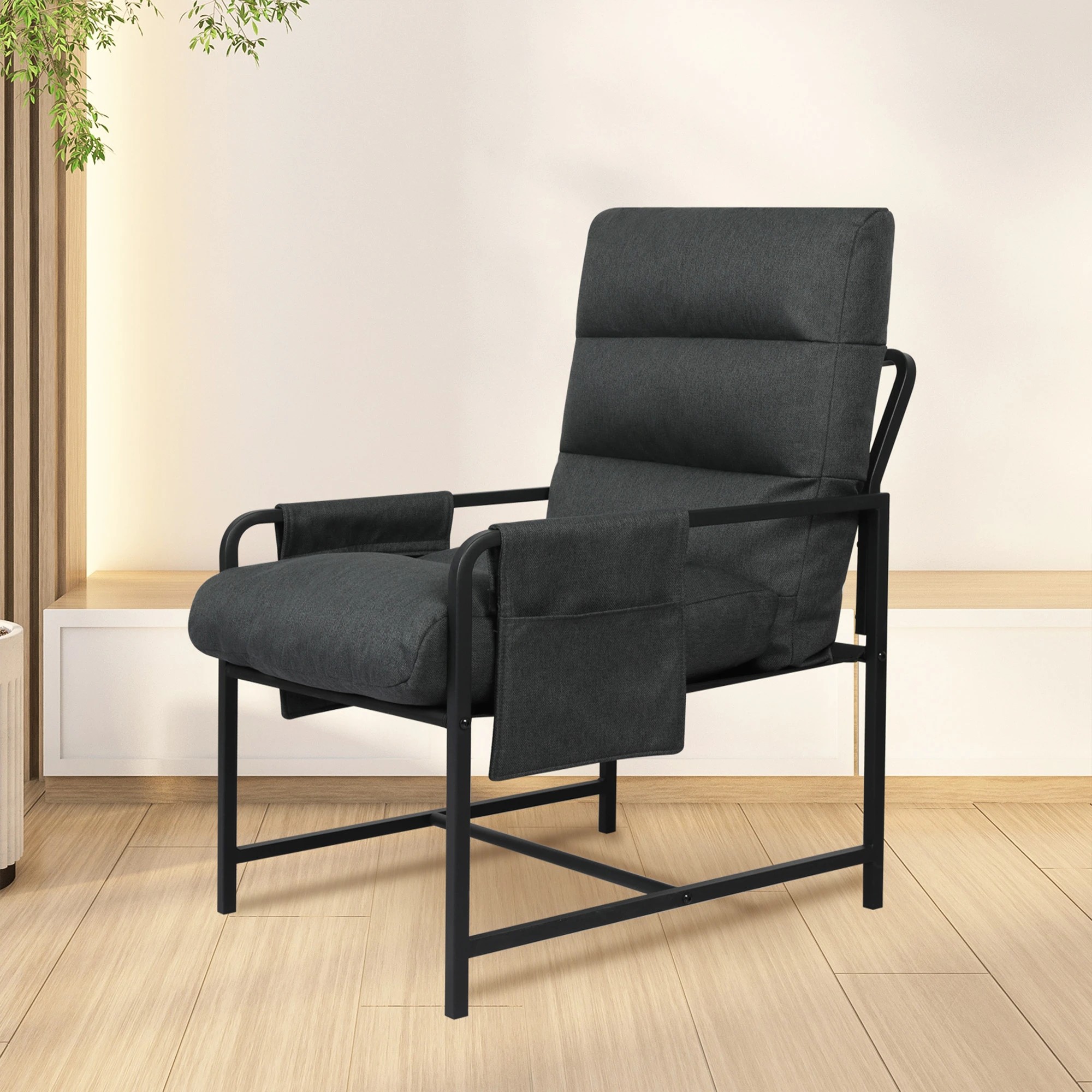 3 Levede Metal Accent Armchair - Dark Grey, 3 of 3