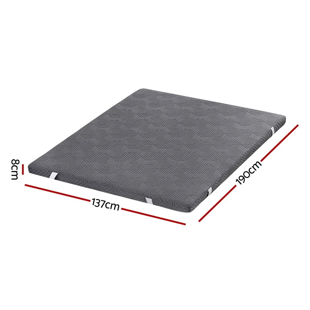 2 Giselle 8cm Memory Foam Mattress Topper Gel Dual Layer Foam Bamboo - Double Bed - Grey, 2 of 9
