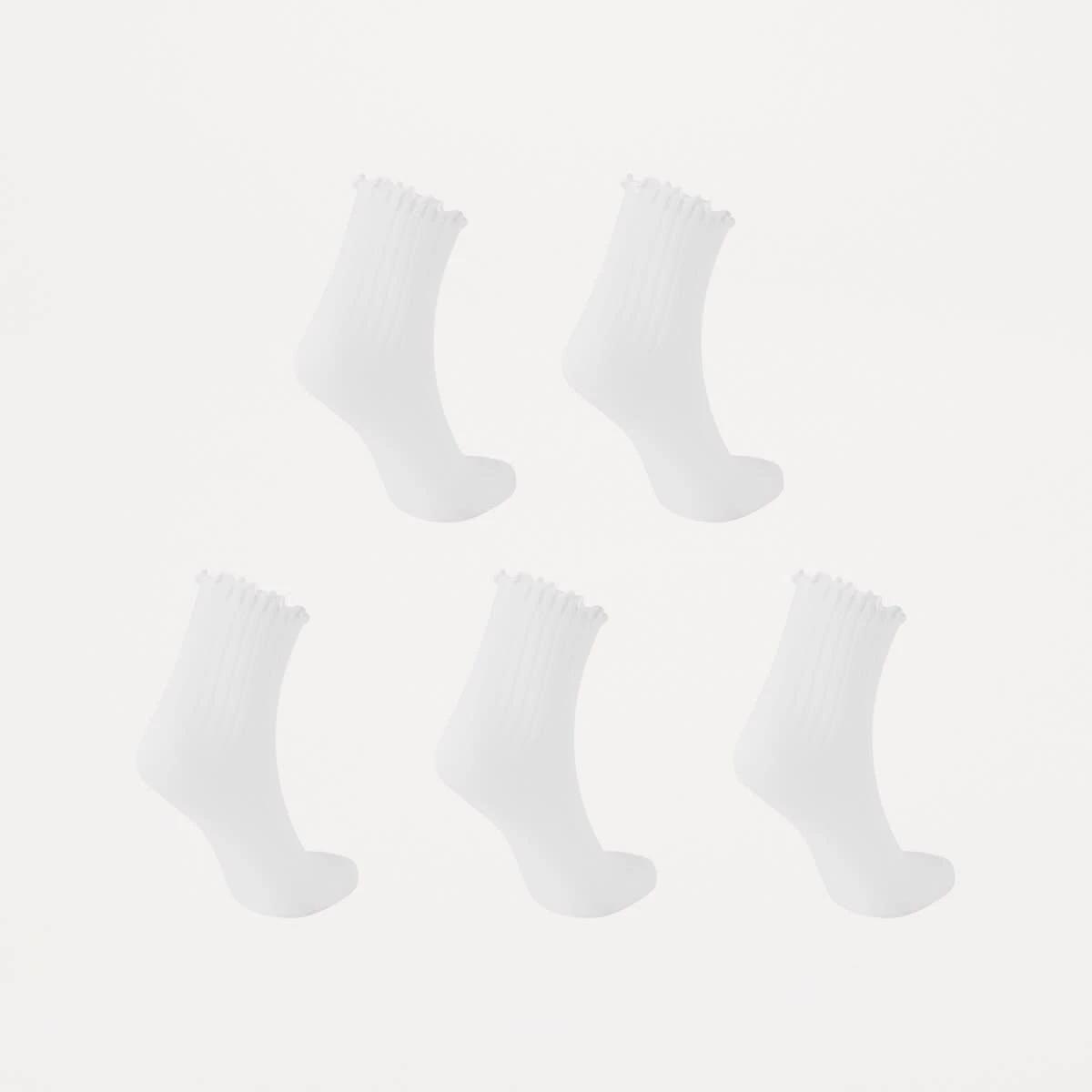 2 5 Pack Frill Quarter Crew Socks WHITE, 2 of 3