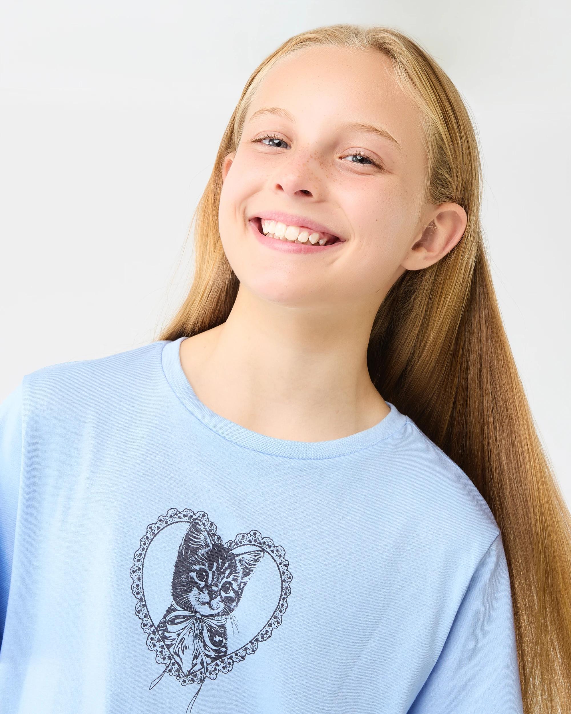 3 Short Sleeve Print T-shirt Blu Kitty, 3 of 6