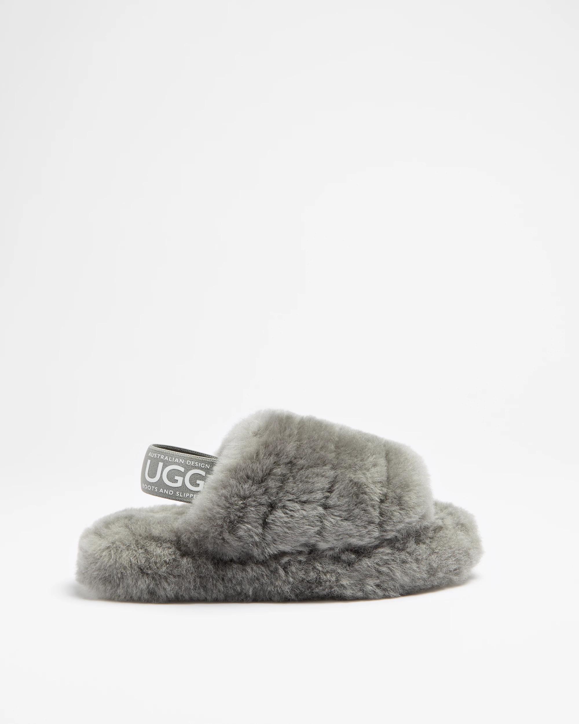 1 Australian Design Ugg Boots And Slippers Womens Genuine Sheepskin Sling Back Slipper CHARCOAL, 1 of 3