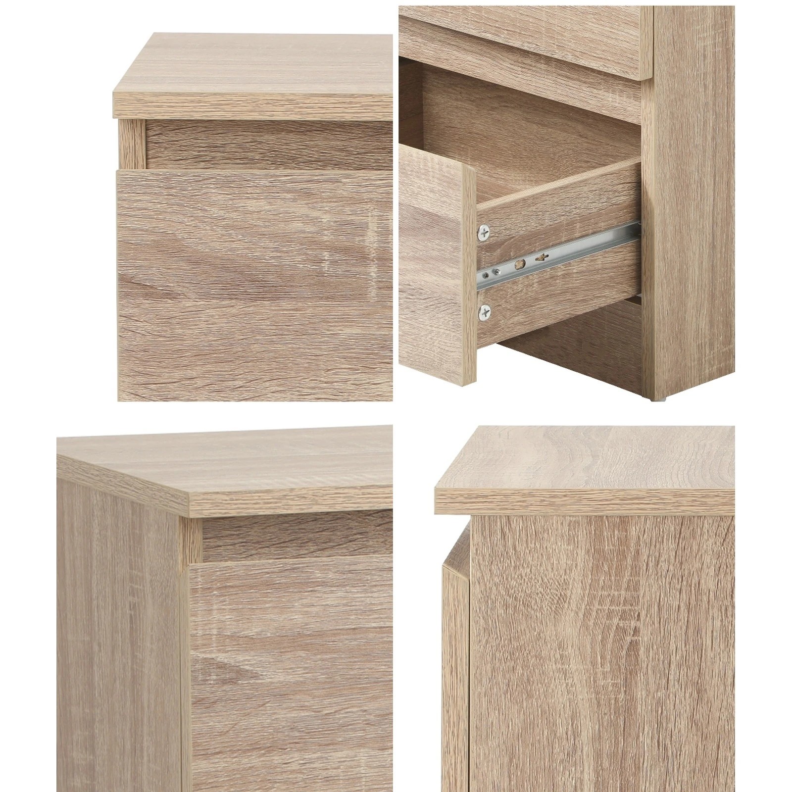 4 Oikiture Bedside Tables Set of 2 Nightstand Side End Table Storage Cabinet - Natural, 4 of 9
