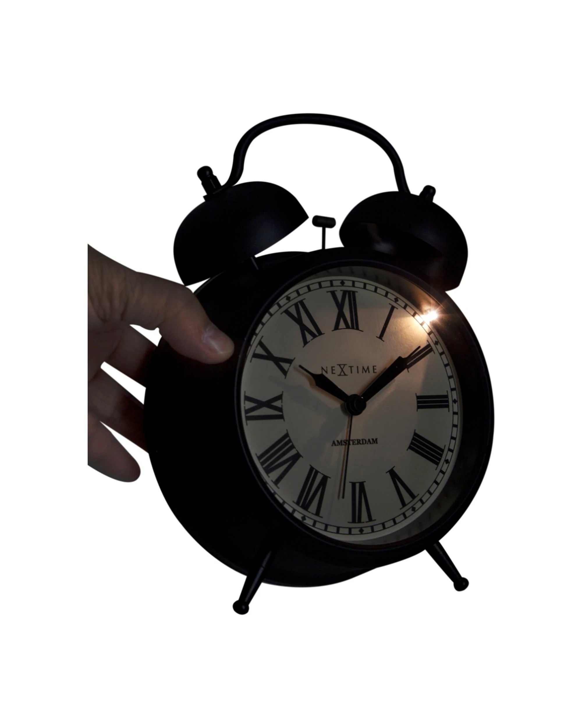 5 NEXTIME Amsterdam Alarm Clock Double Bell Silent Sweep Movement Night Light - Black, 5 of 8