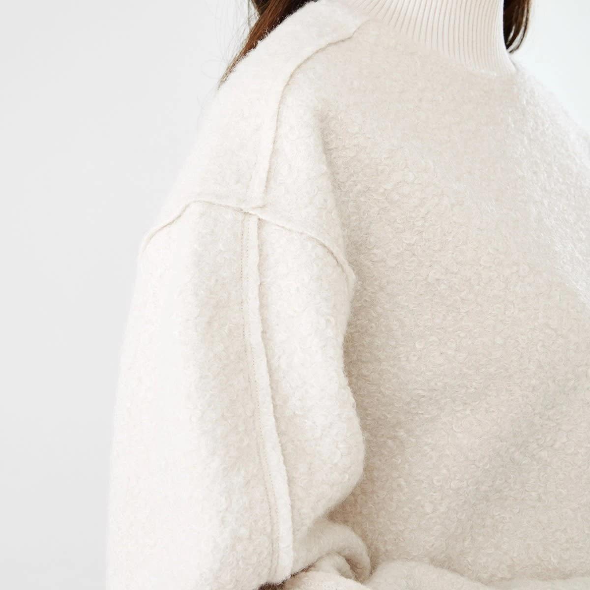 6 Boucle Funnel Neck Sweatshirt Nat Beige, 6 of 6