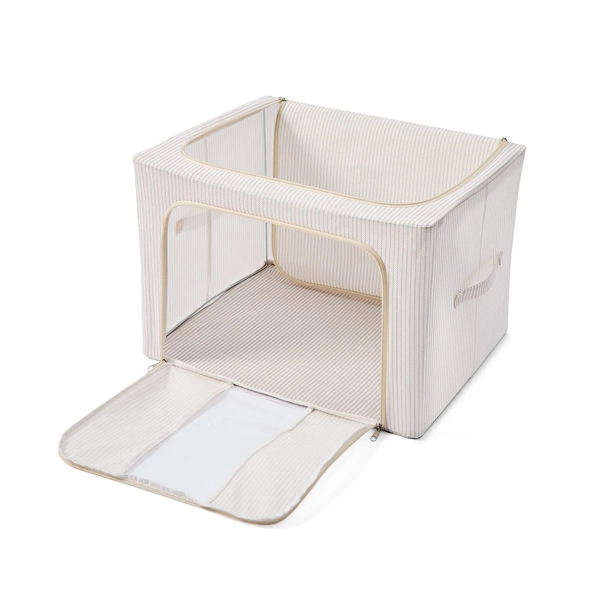 8 Linen Look Collapsible Box with Window - Large, Stripe, 8 of 10