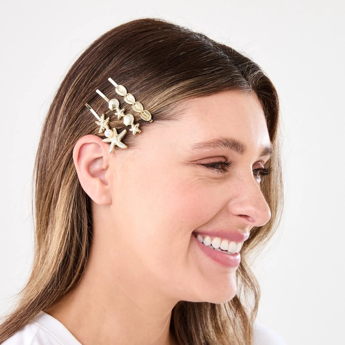 3 4 Pack Gold Tone Starfish Slide Hair Clips, 3 of 4