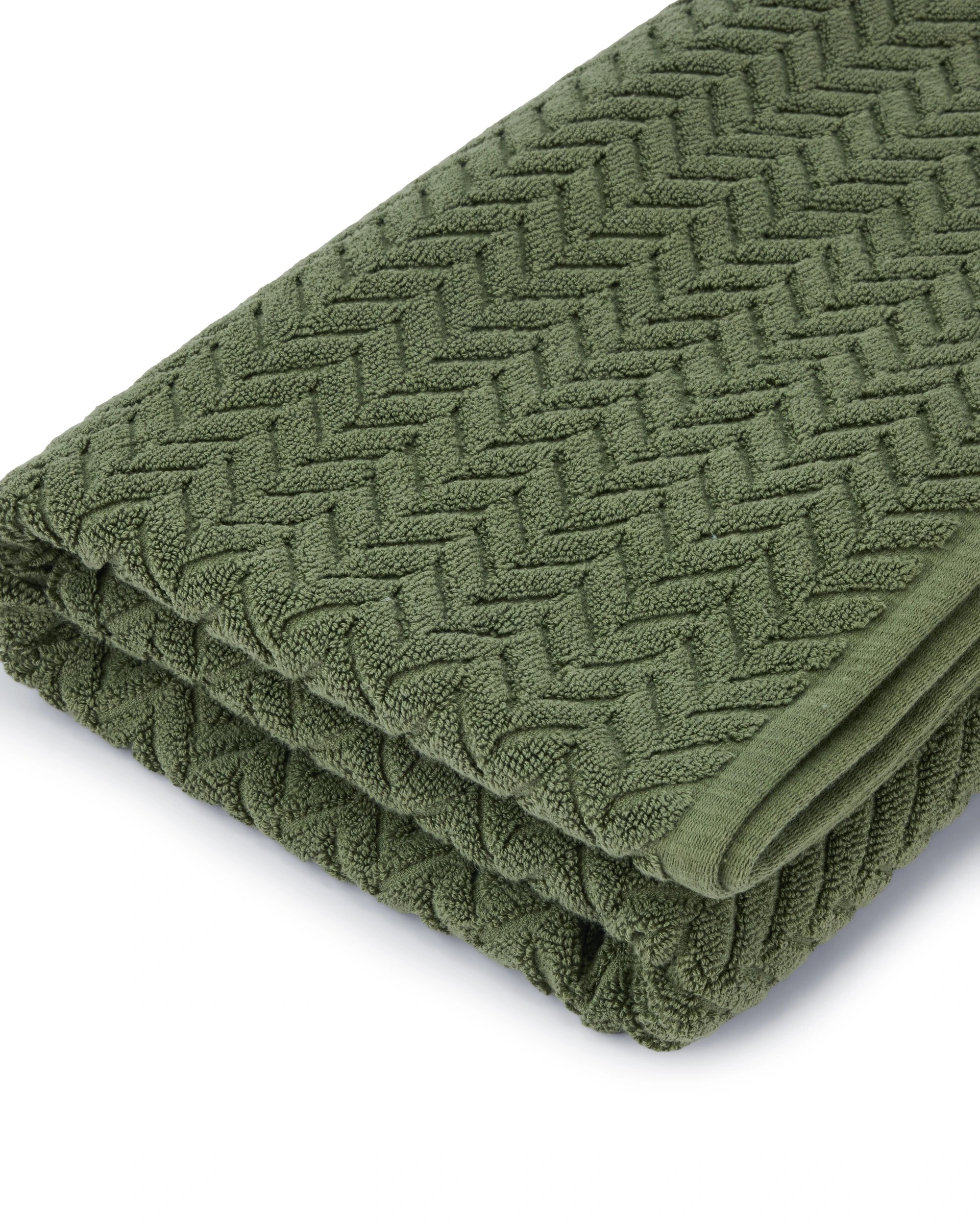 4 Chevron Cotton Bath Sheet - Olive, 4 of 6