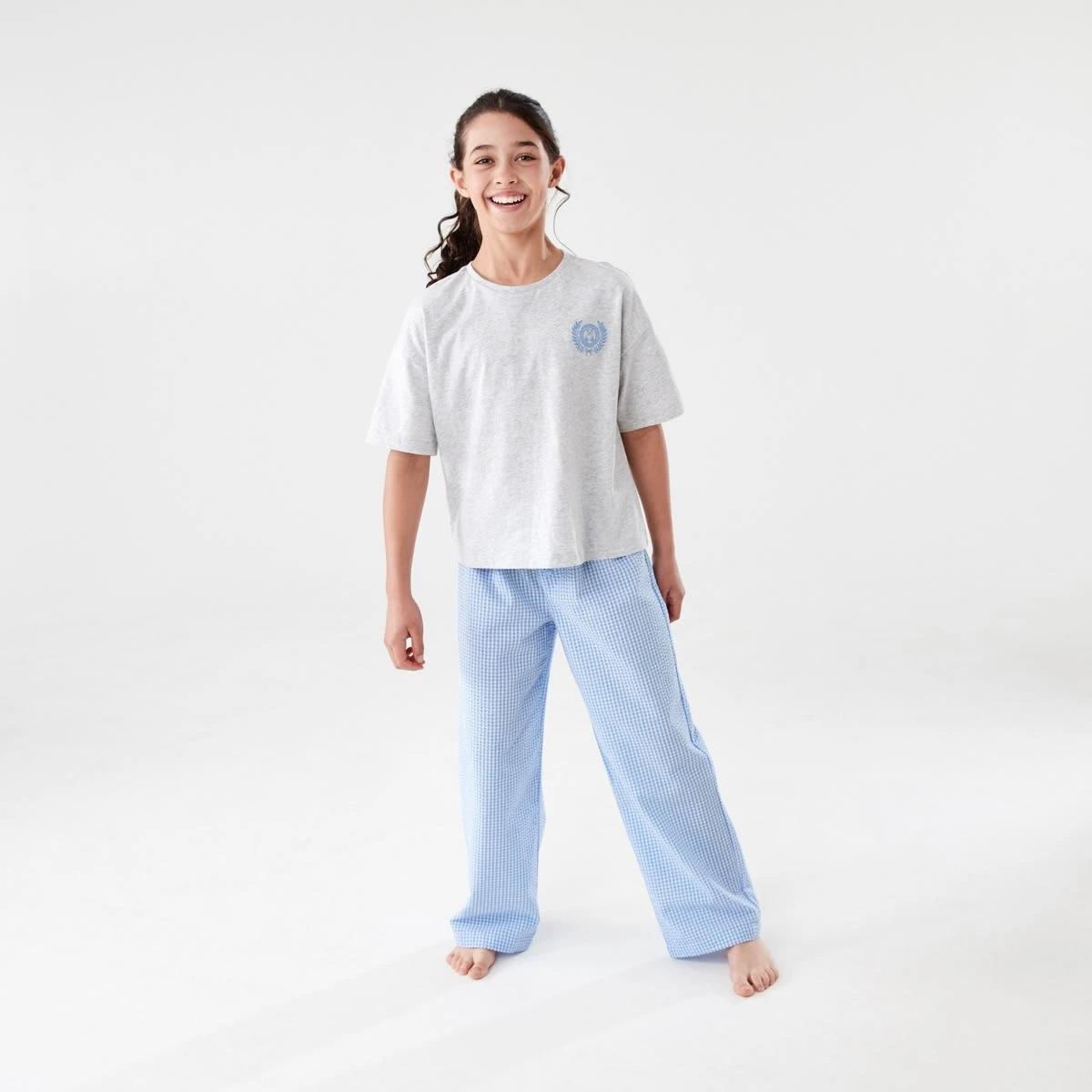 1 T-shirt and Woven Pants Pyjama Set Bl Gingham, 1 of 7