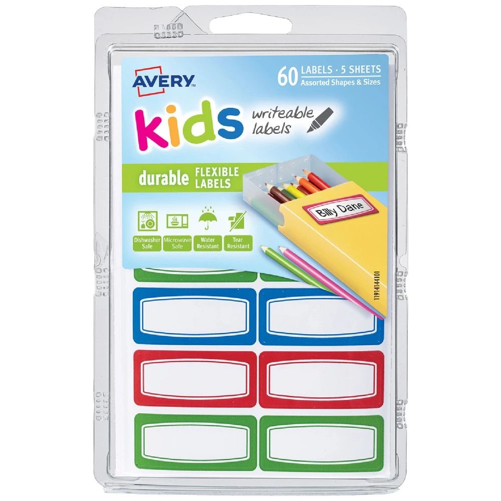 1 Avery Kids Durable Flexible Labels Assorted 60 Pack, 1 of 2