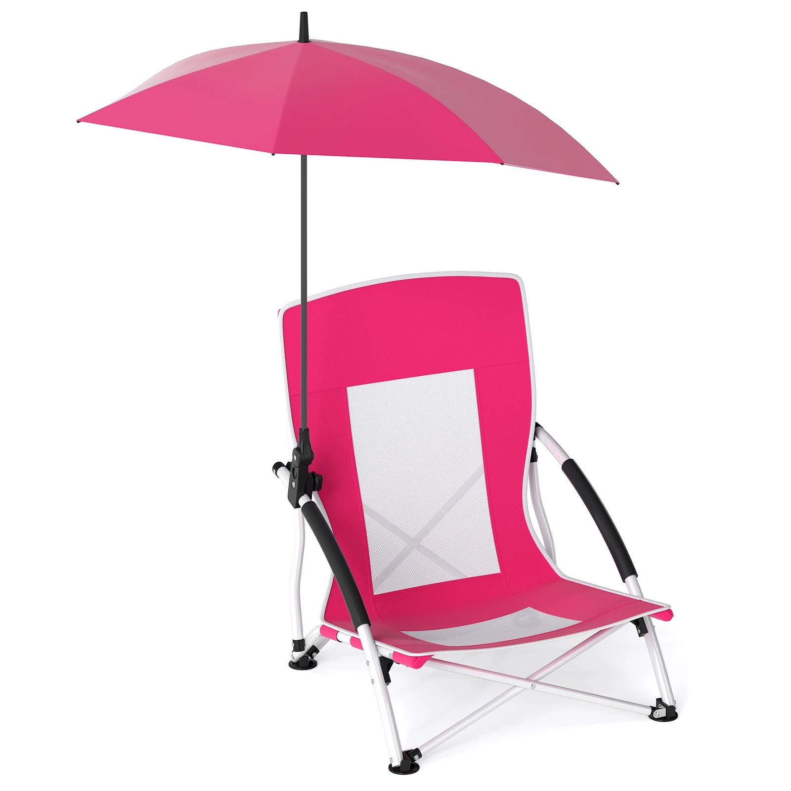 1 Costway Folding Beach Chair w/Detachable Umbrella Lightweight Camping Picnic Chair, 1 of 1
