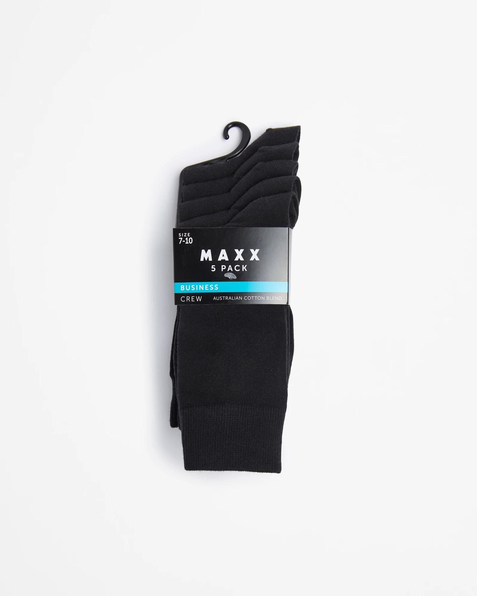 3 Australian Cotton Blend 5 Pack Business Crew Socks - Maxx BLACK, 3 of 3