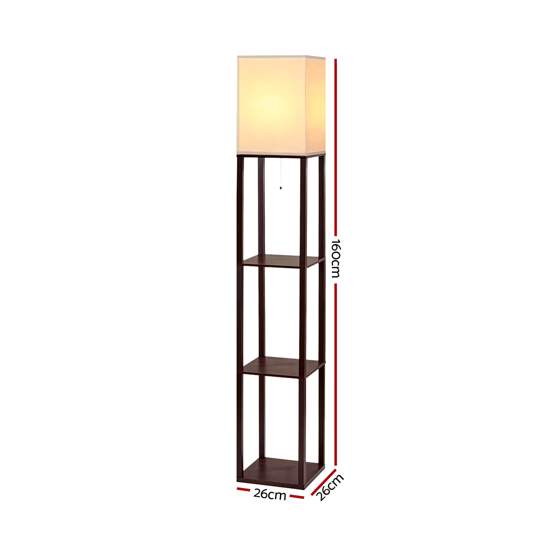 2 Artiss Floor Lamp 3 Tier Shelf Storage LED Light Stand Home Room Vintage - Brown, 2 of 2