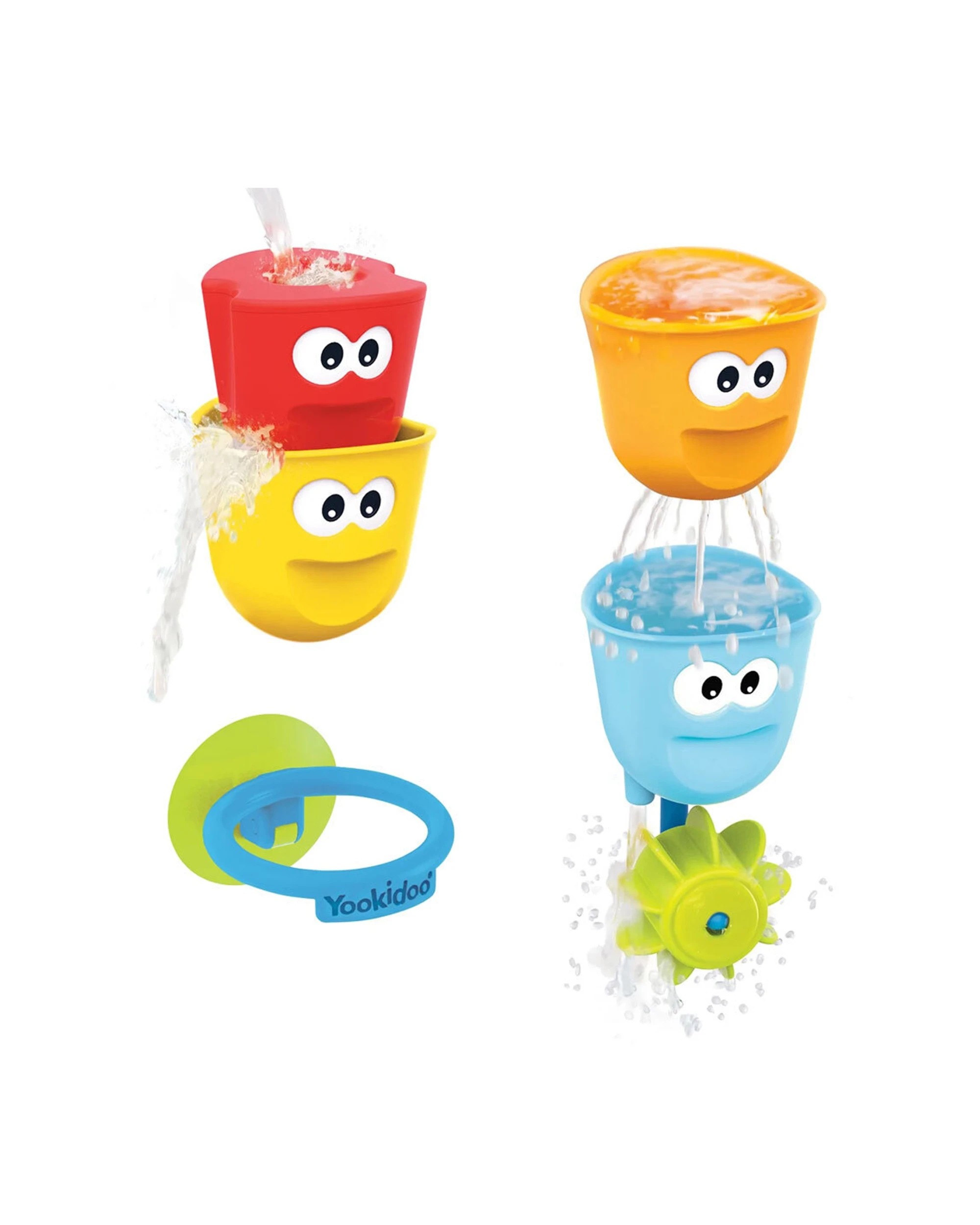 2 Yookidoo Fill N Spill Action Cups Baby Bath Toy 8m-36m Suction Cup Holder - Multi, 2 of 4