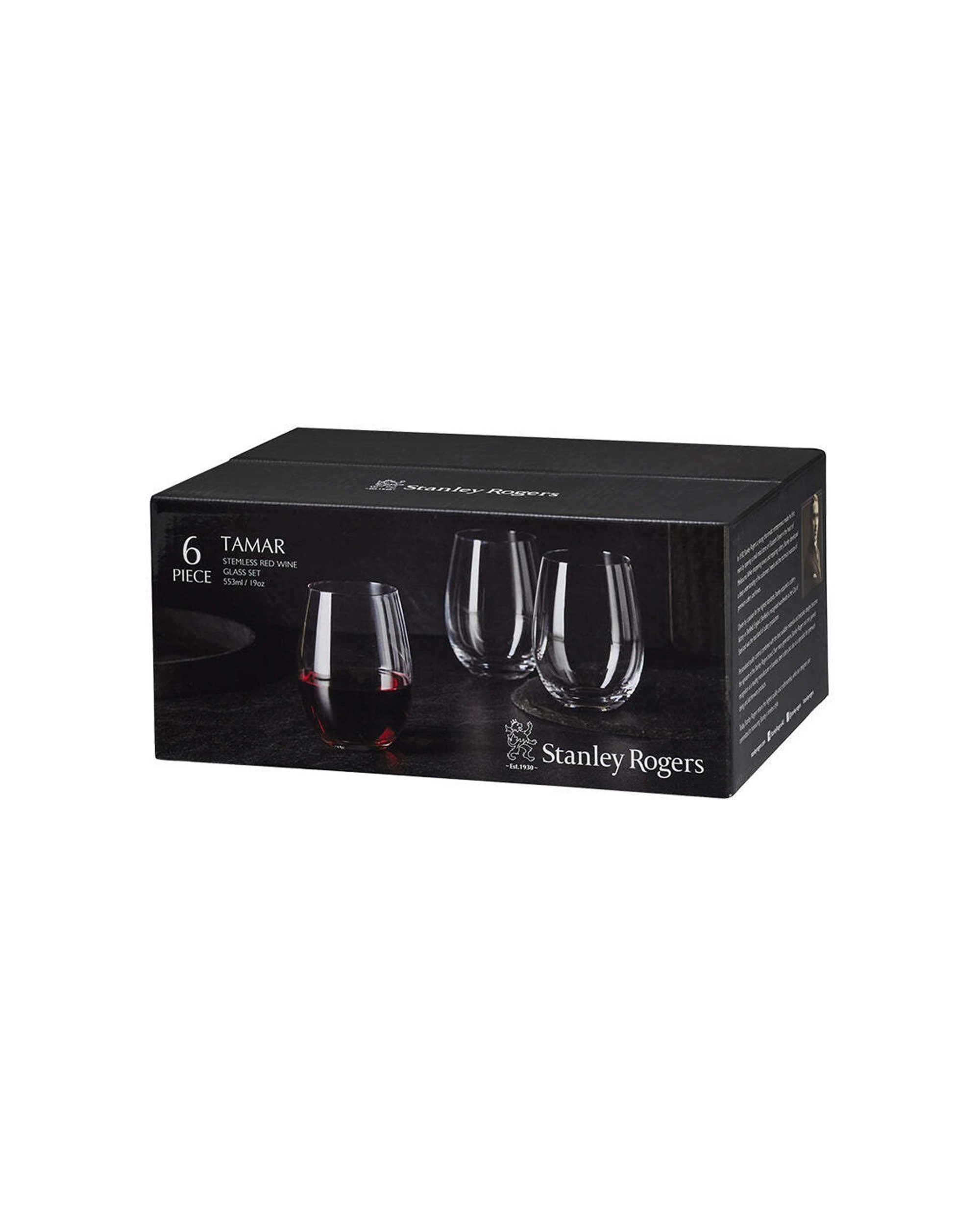 3 Stanley Rogers 6pc Tamar Stemless Wine Crystal Glass Set Stemless Drink 553ml - Clear, 3 of 3