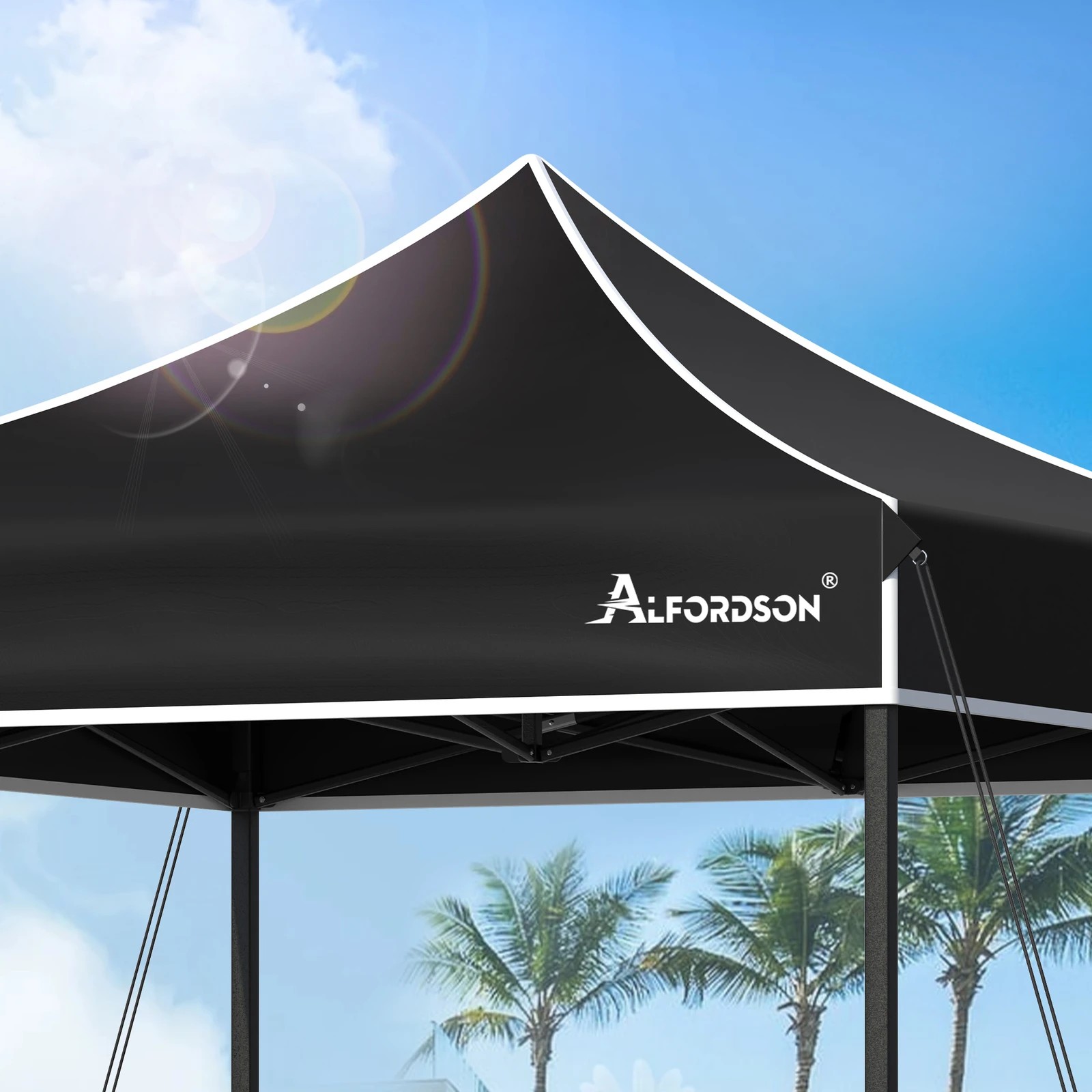 5 Alfordson Gazebo 3x3m Pop Up Marquee 600D Oxford Folding Outdoor Tent - Black, 5 of 10