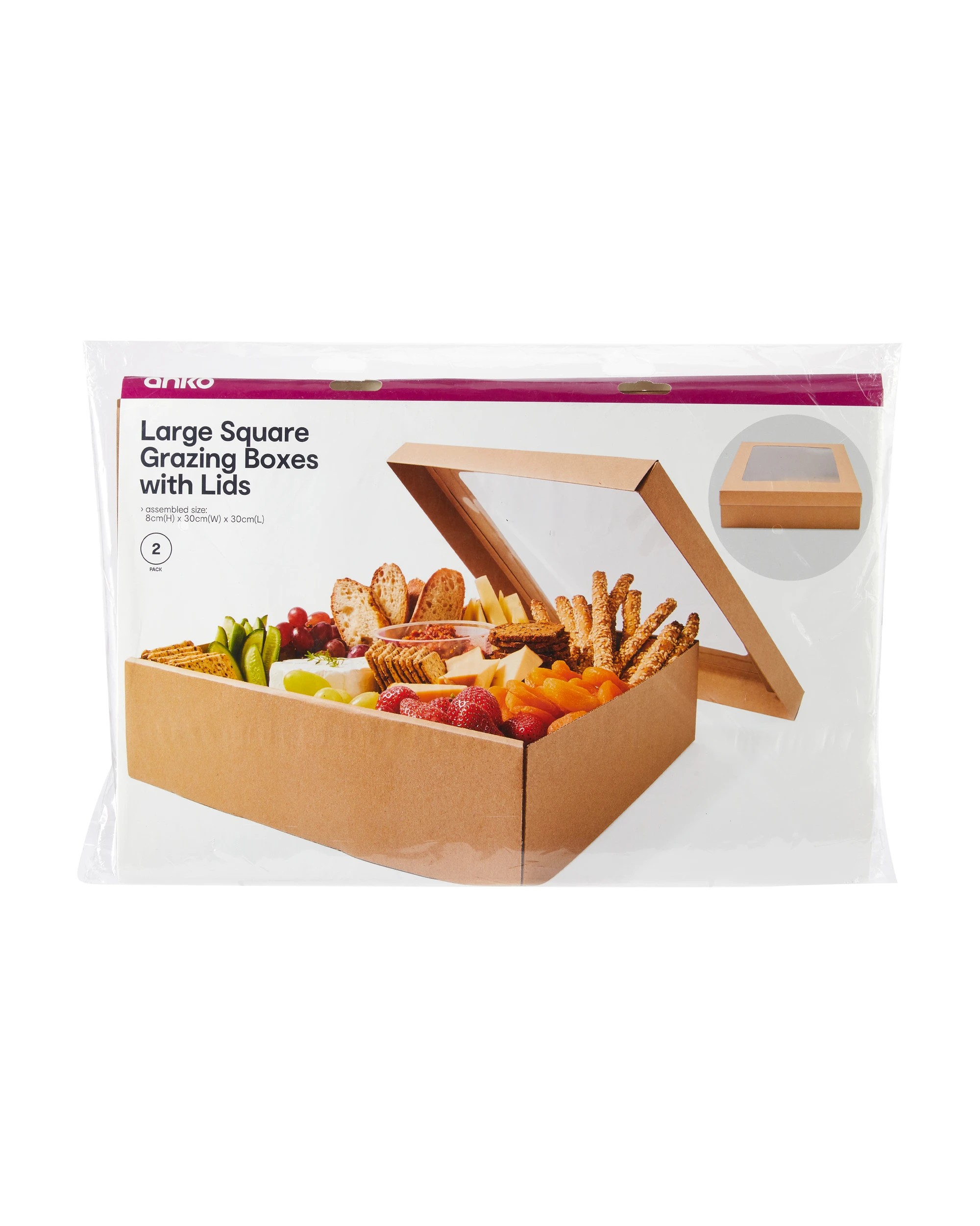 7 2 Pack Large Square Grazing Boxes with Lids, 7 of 8
